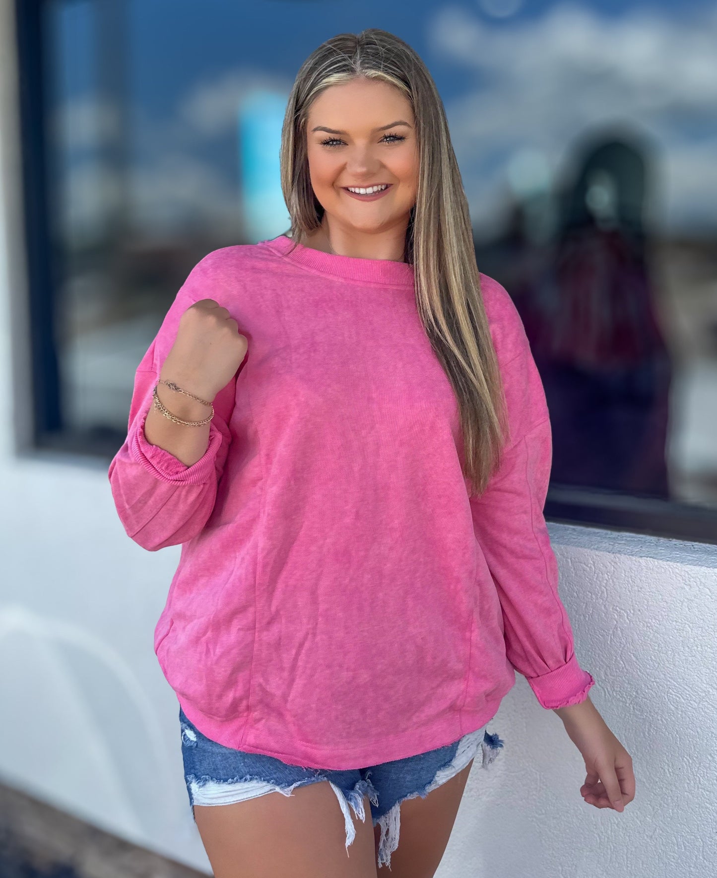 Pink Twist Open-Back Oversized Top