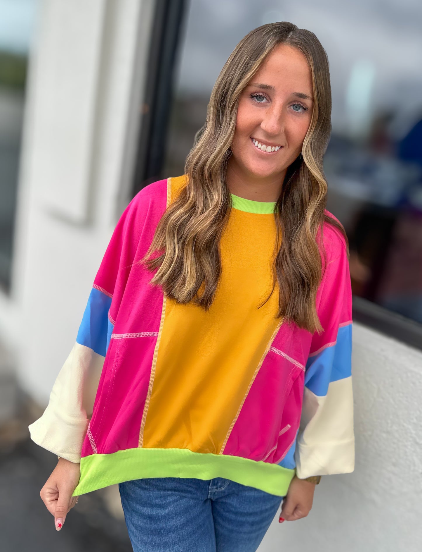 Ruby Tangerine Colorblock Sweatshirt