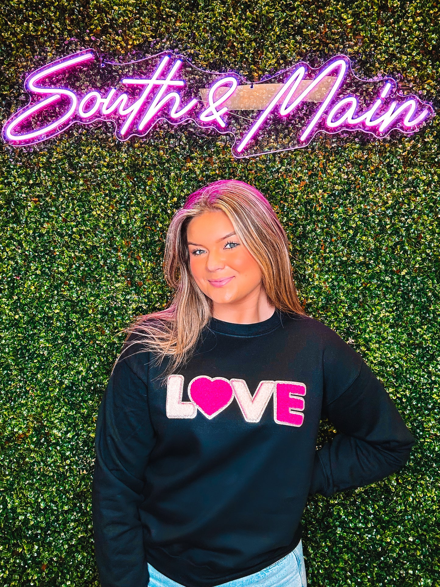Silver LOVE Chenille Sweatshirt