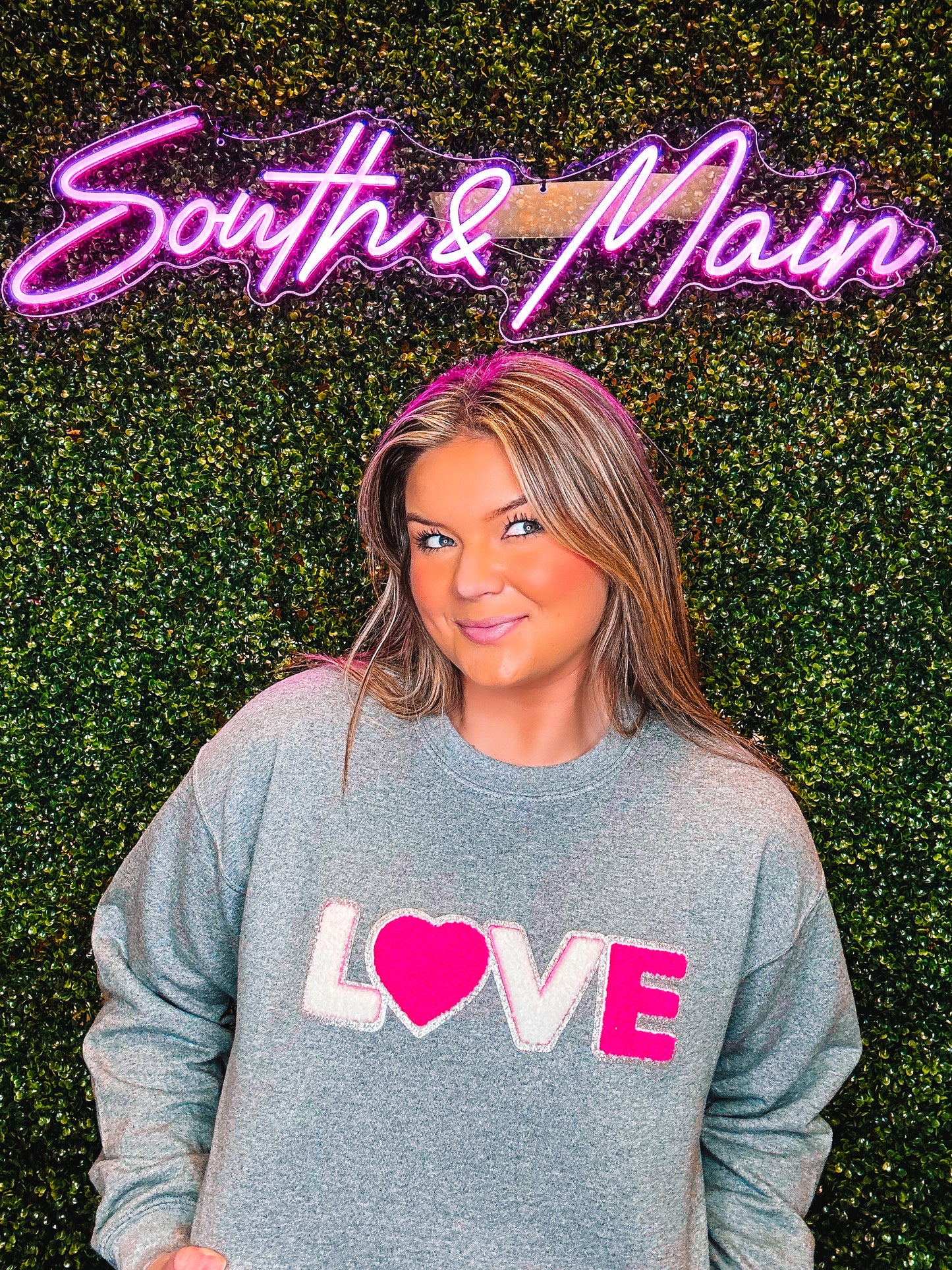 Silver LOVE Chenille Sweatshirt