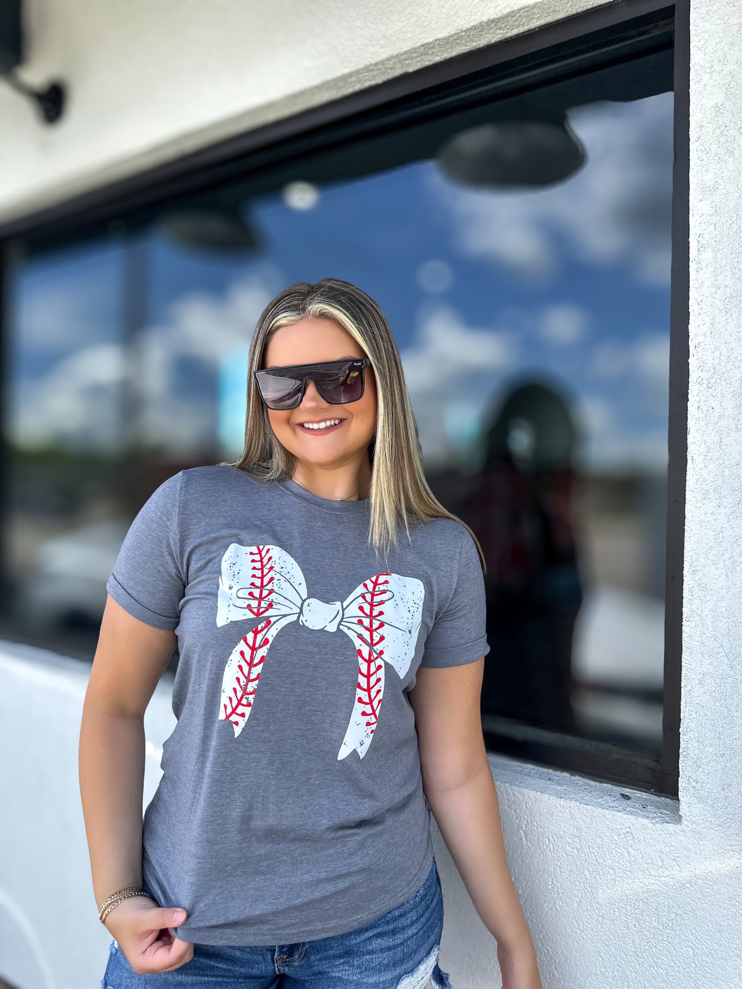 Baseball Ribbon Bow T-Shirt