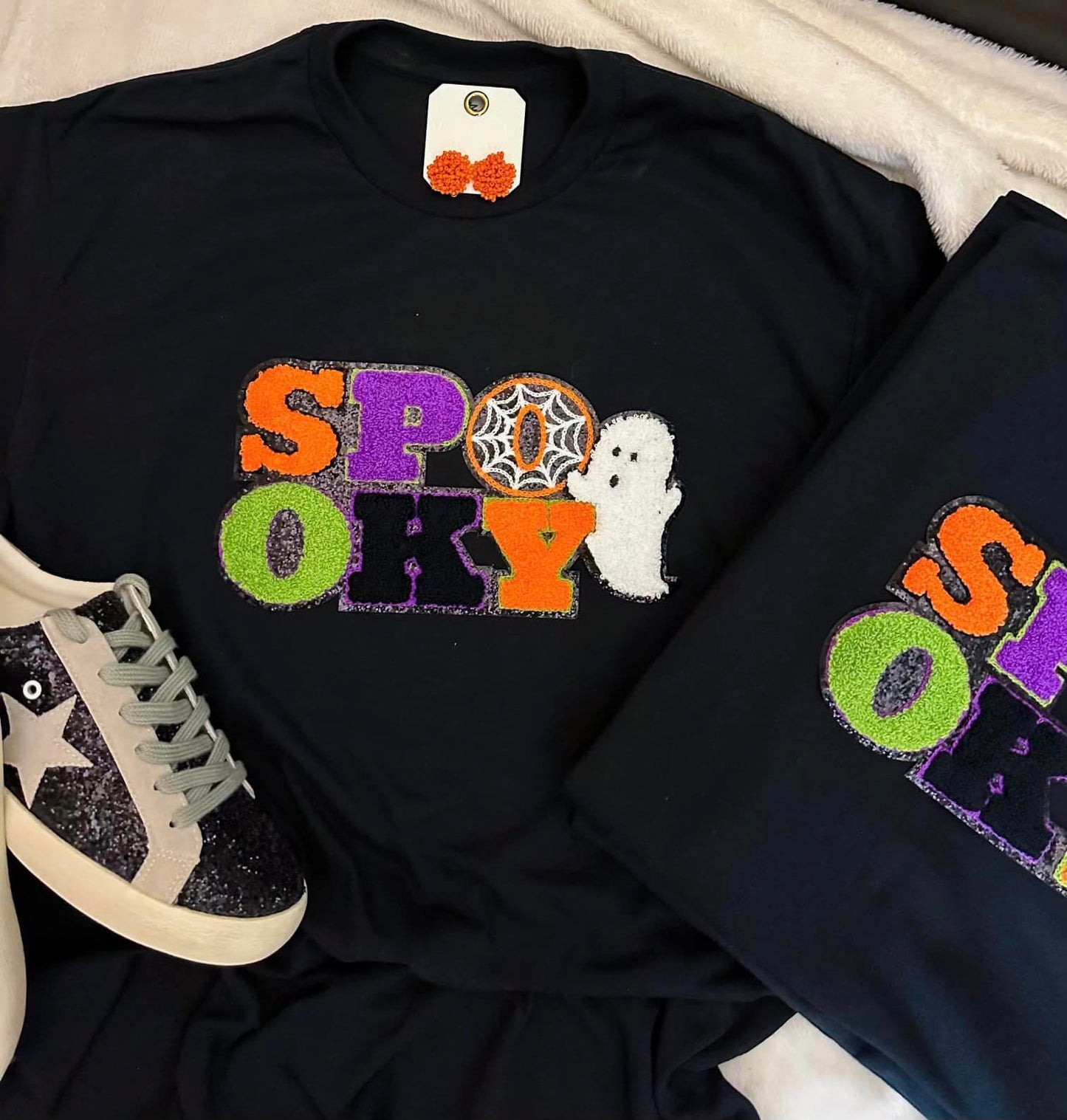 SPOOKY Chenille T-Shirt - Black