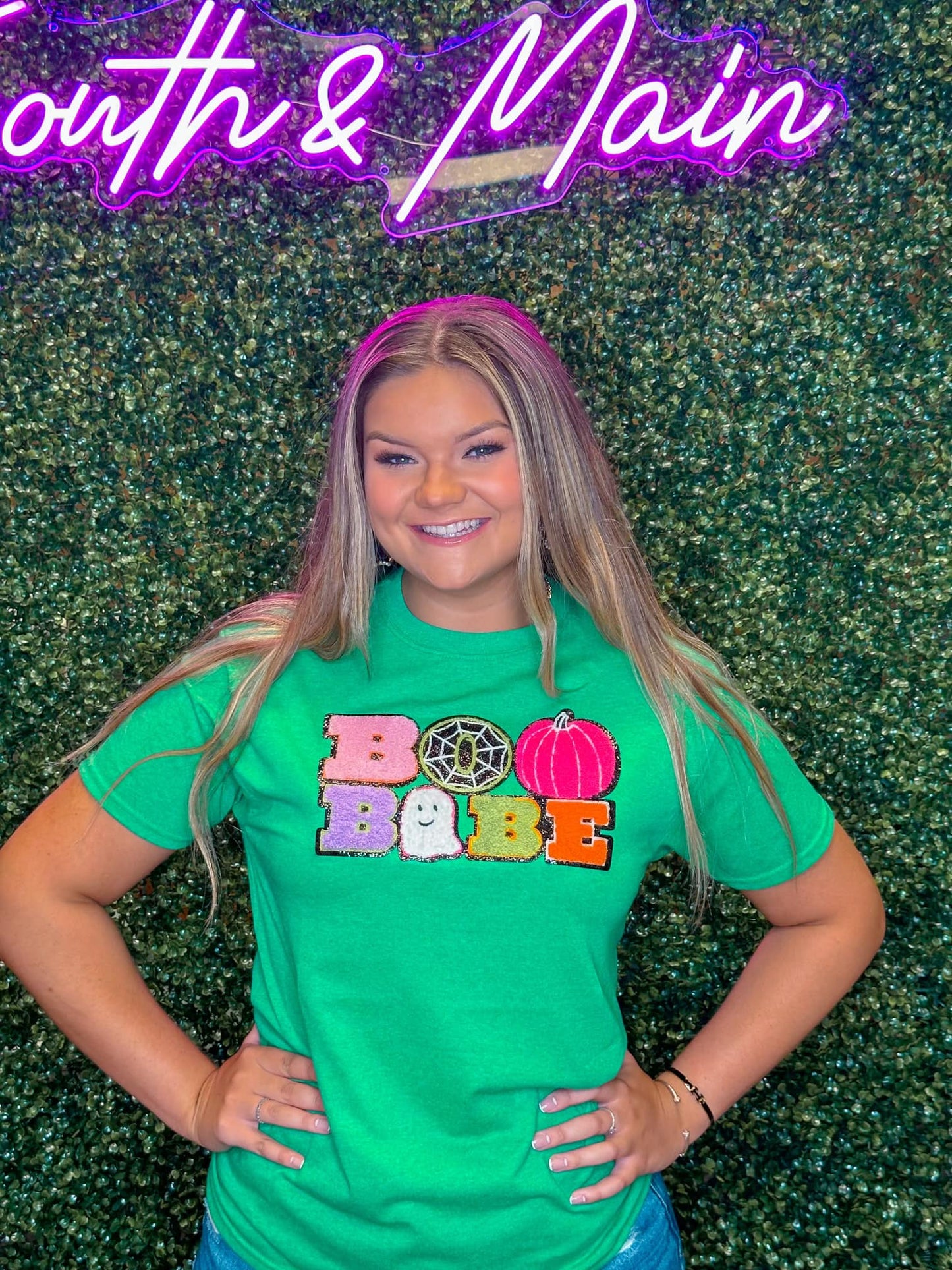 BOO BABE Chenille T-Shirt - Green