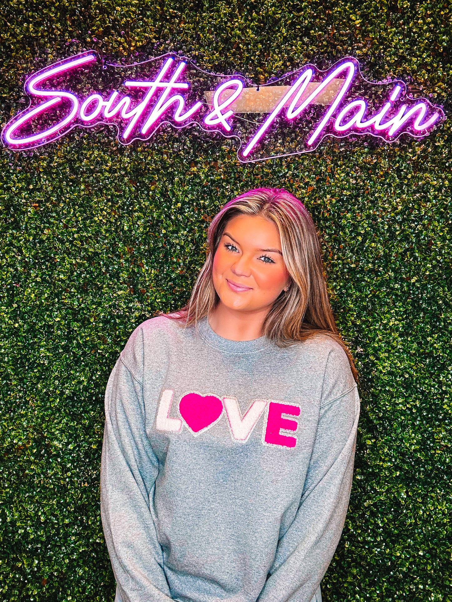 Silver LOVE Chenille Sweatshirt
