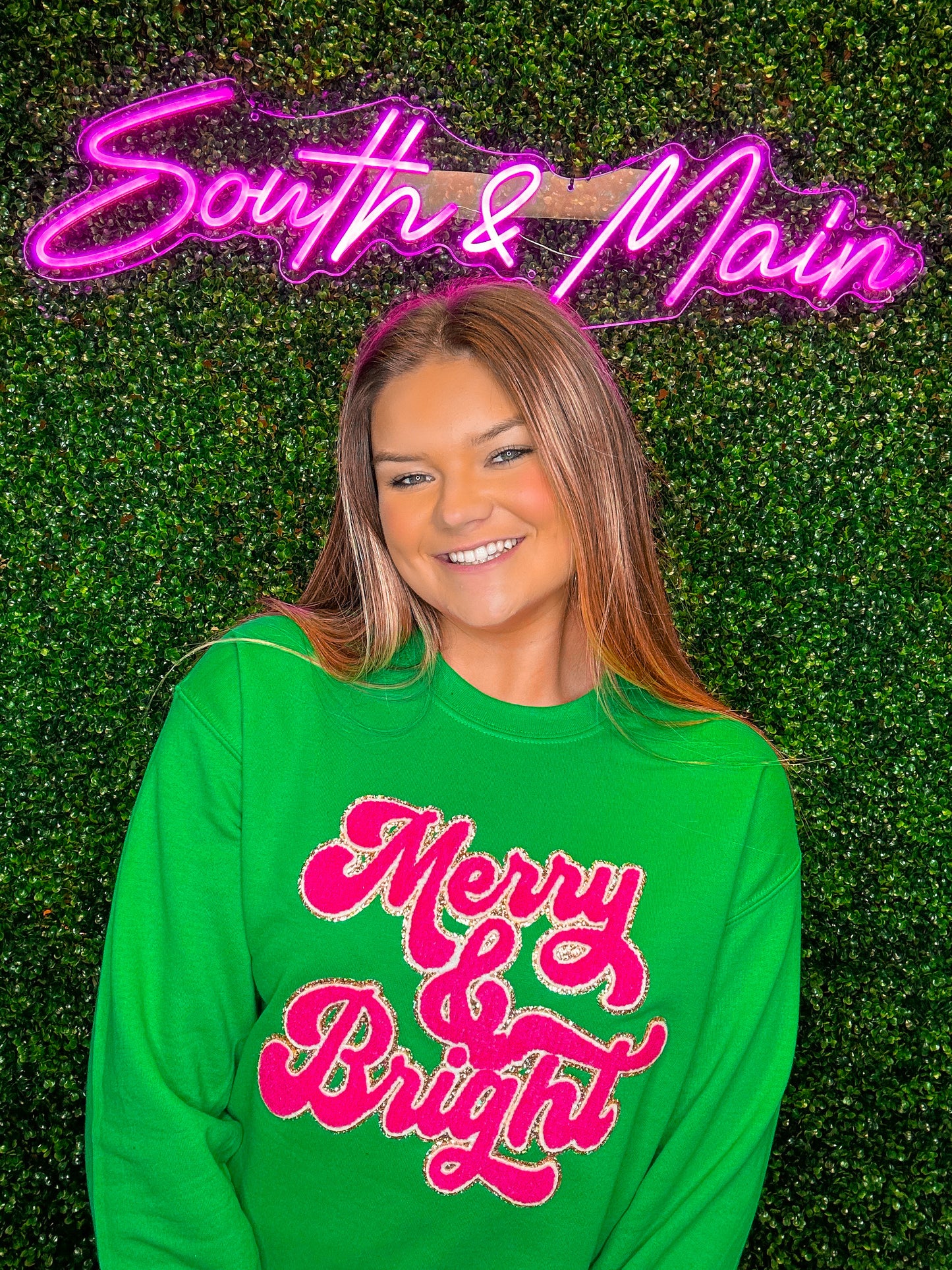 Hot Pink Merry & Bright Chenille Sweatshirt