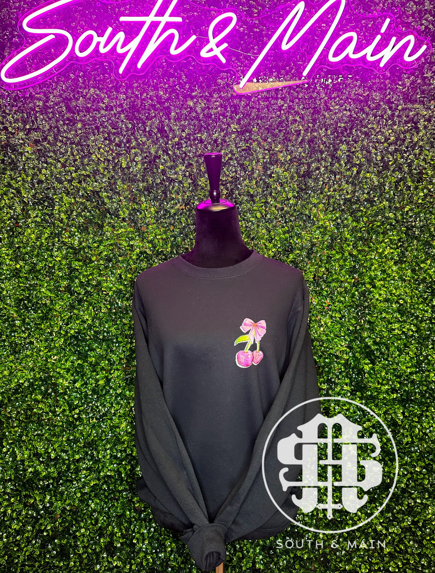 Girly Cherry Bow Sweatshirt