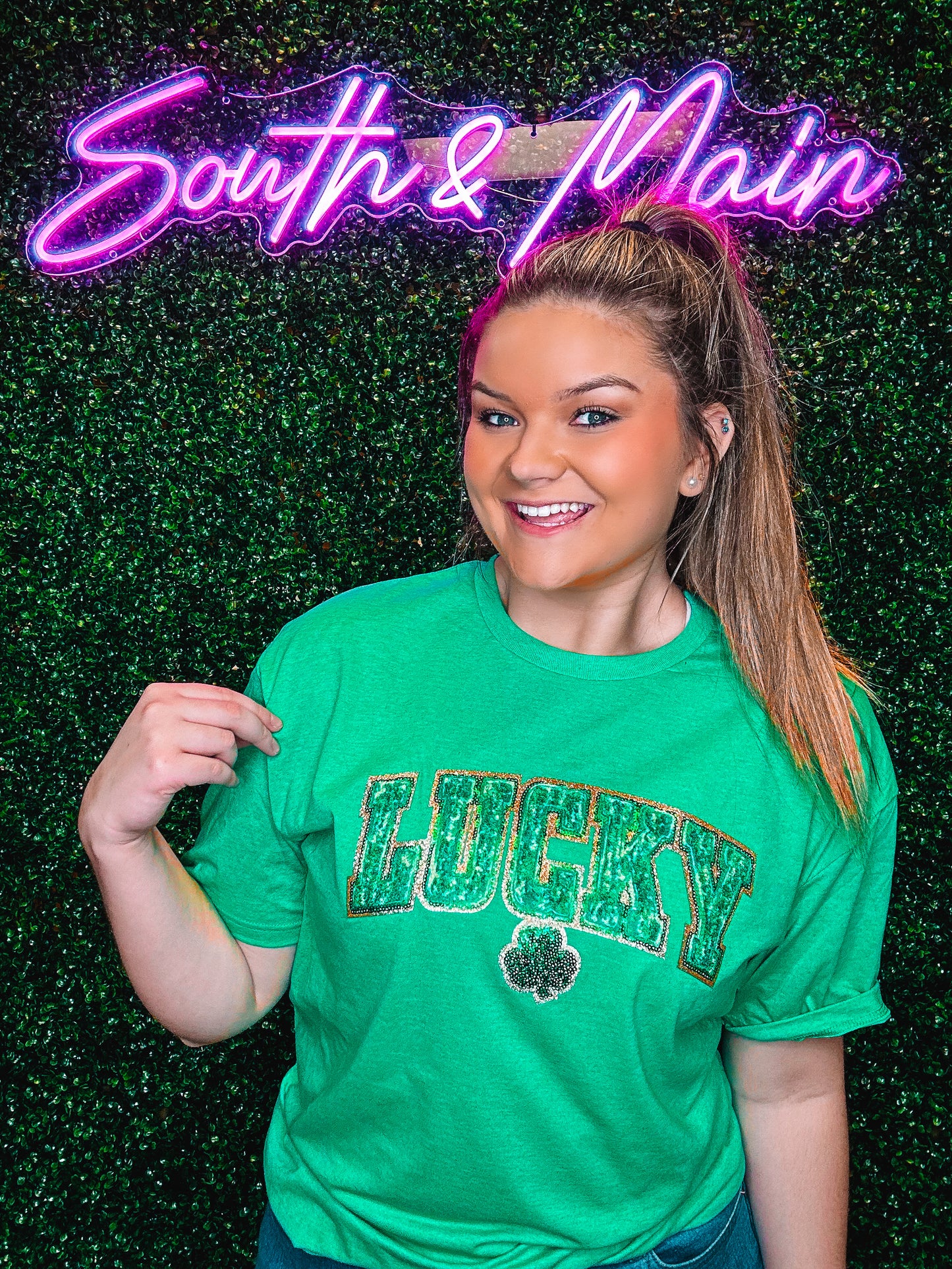 LUCKY Marbled Chenille T-Shirt - Heather Green