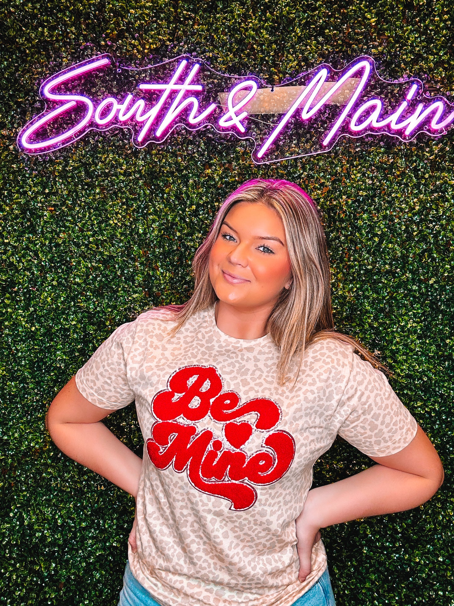 Red Be Mine Chenille T-Shirt - Brown Leopard