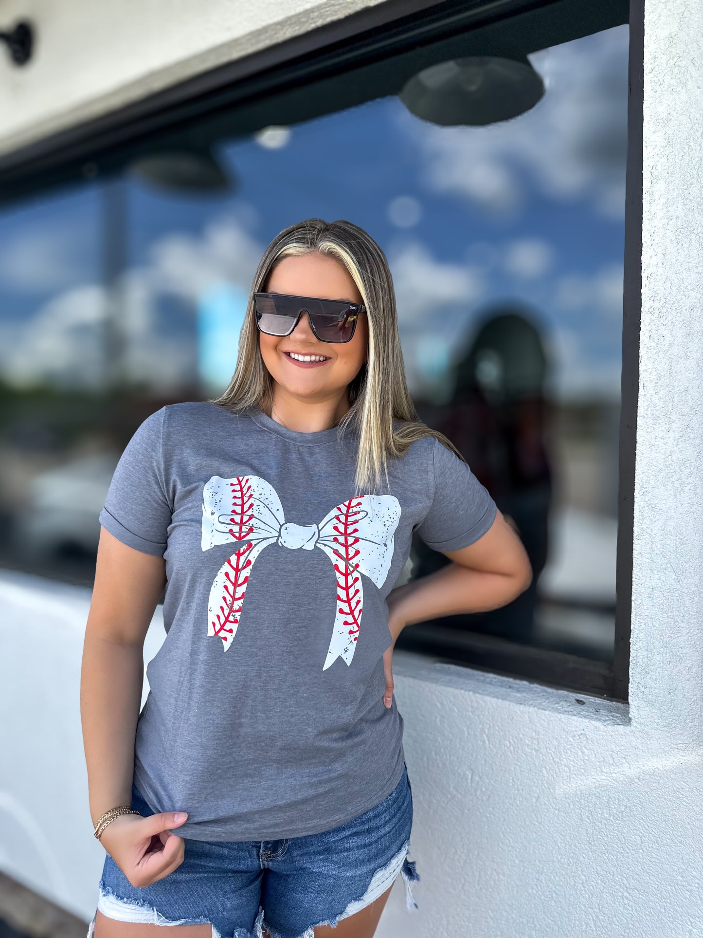 Baseball Ribbon Bow T-Shirt