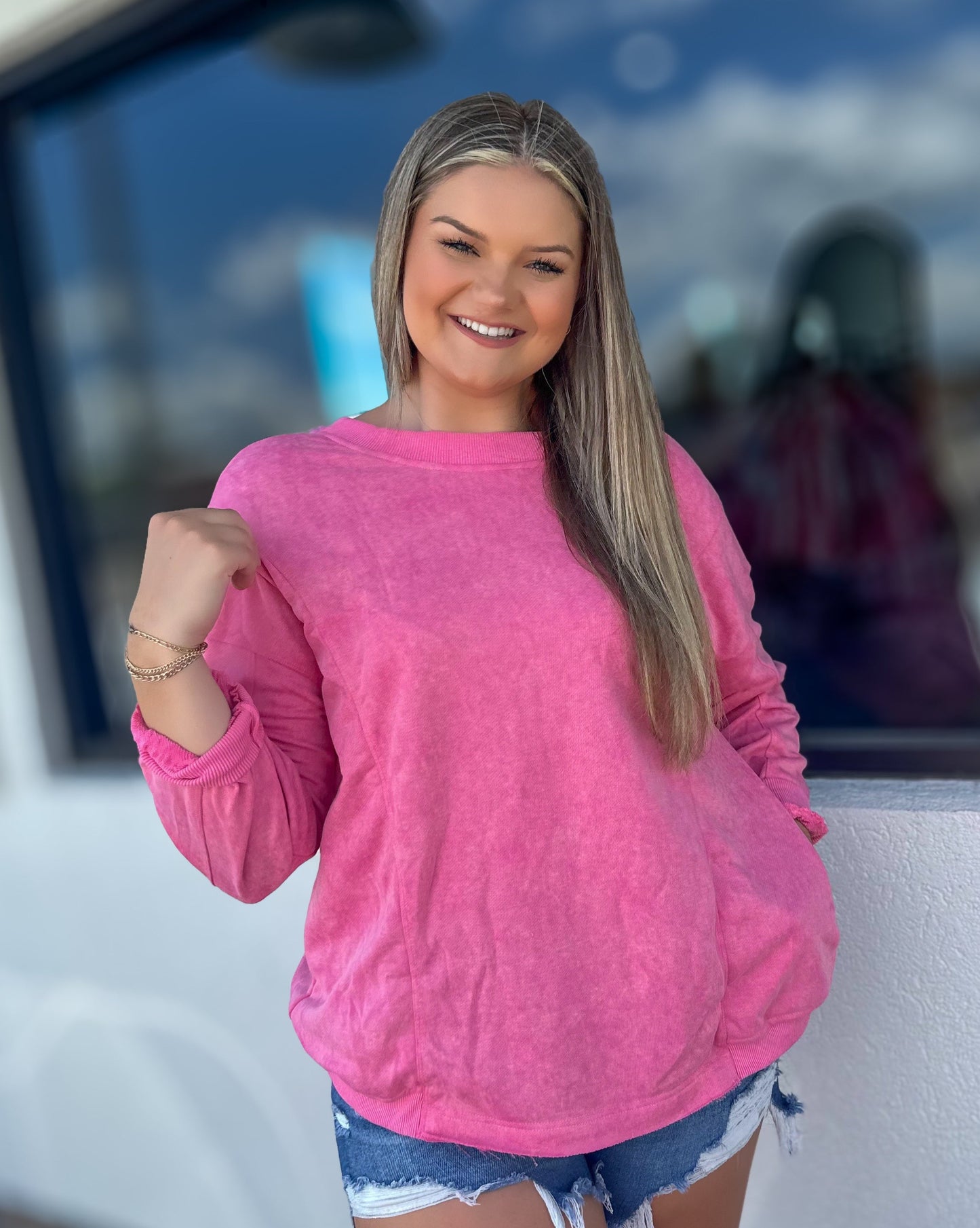 Pink Twist Open-Back Oversized Top