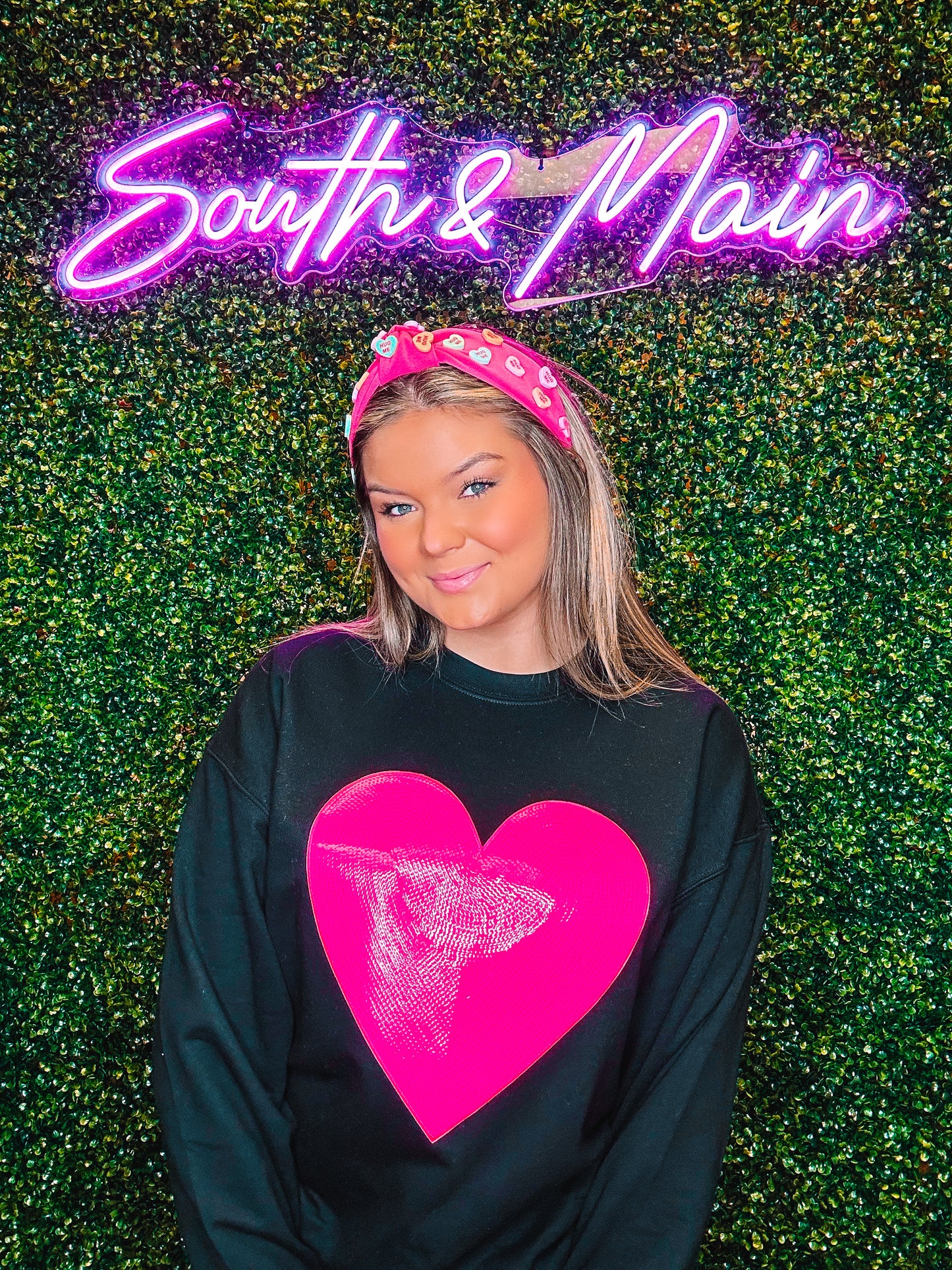 Hot Pink Heart Sequin Sweatshirt