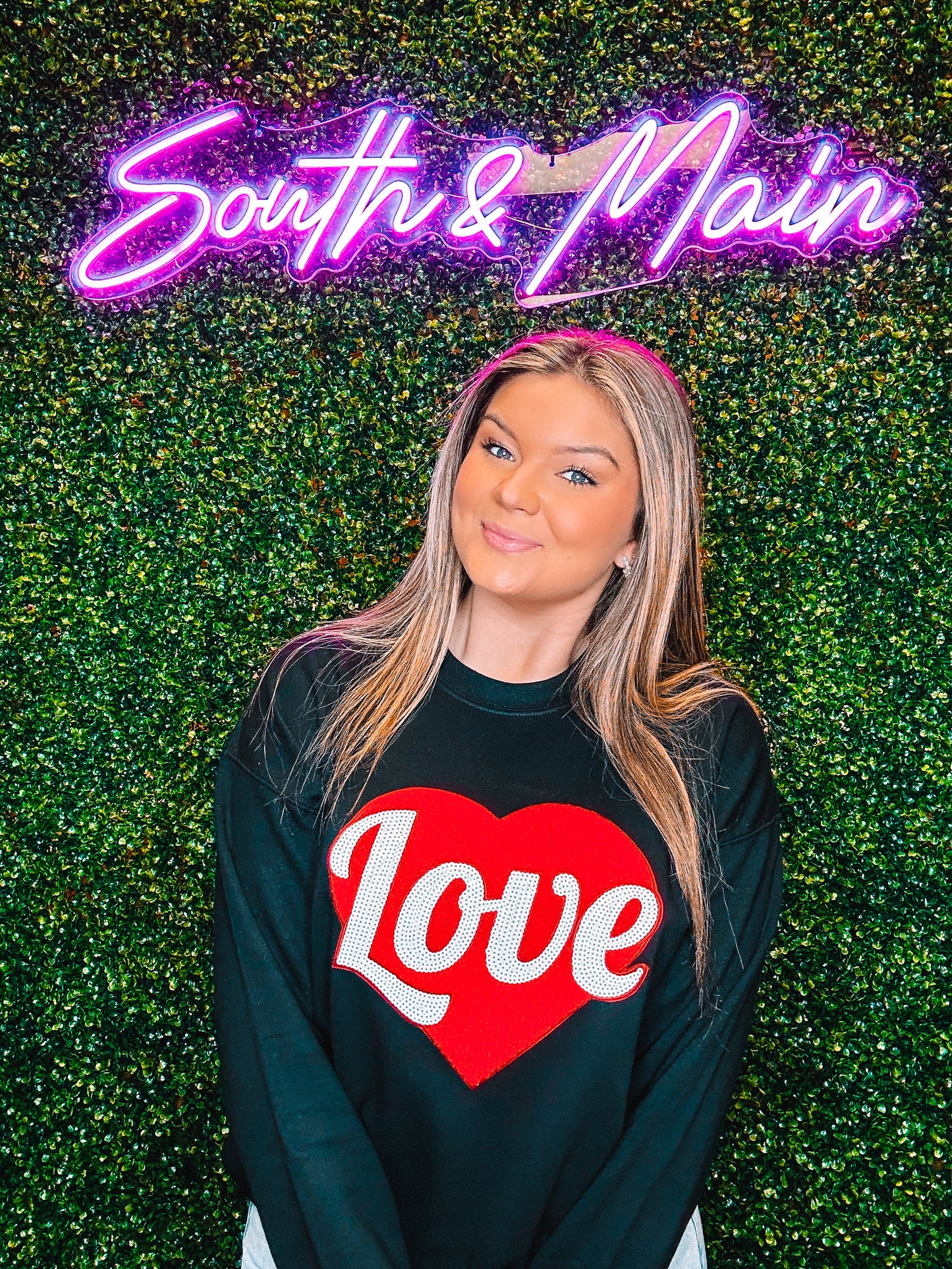 Red Love Chenille Sequin Sweatshirt