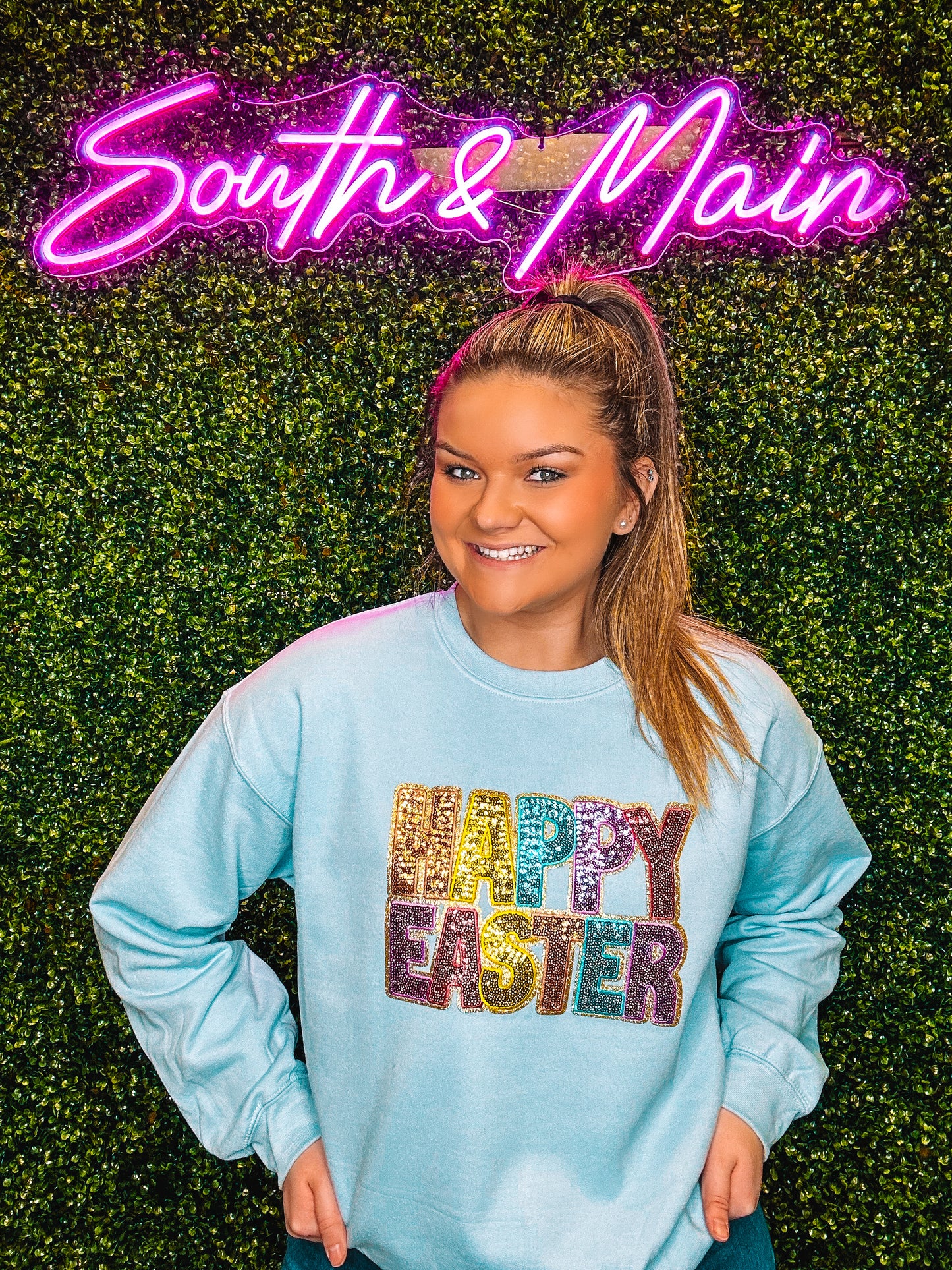 HAPPY EASTER Sequin Sweatshirt