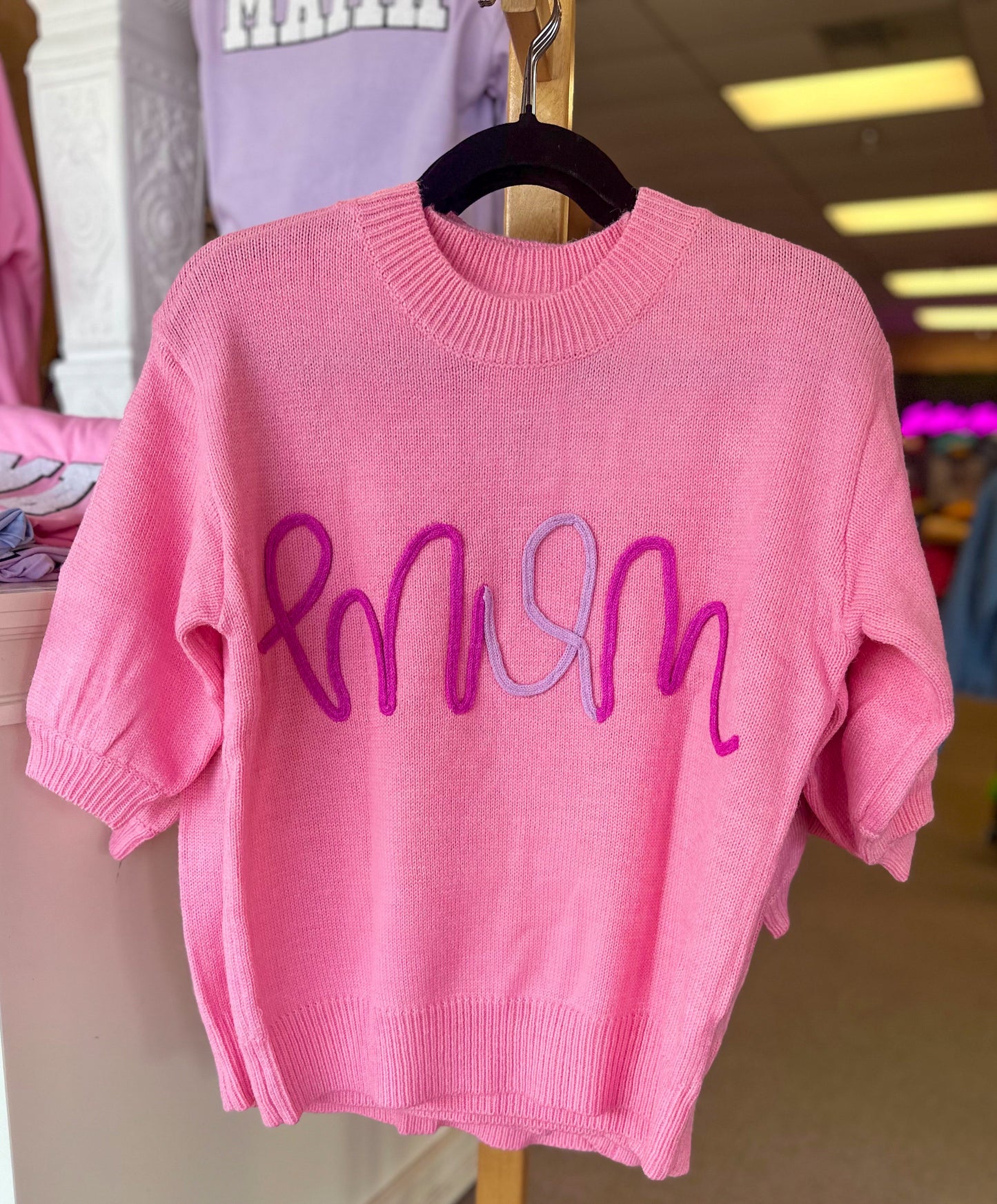 Pretty in Pink Mom Sweater