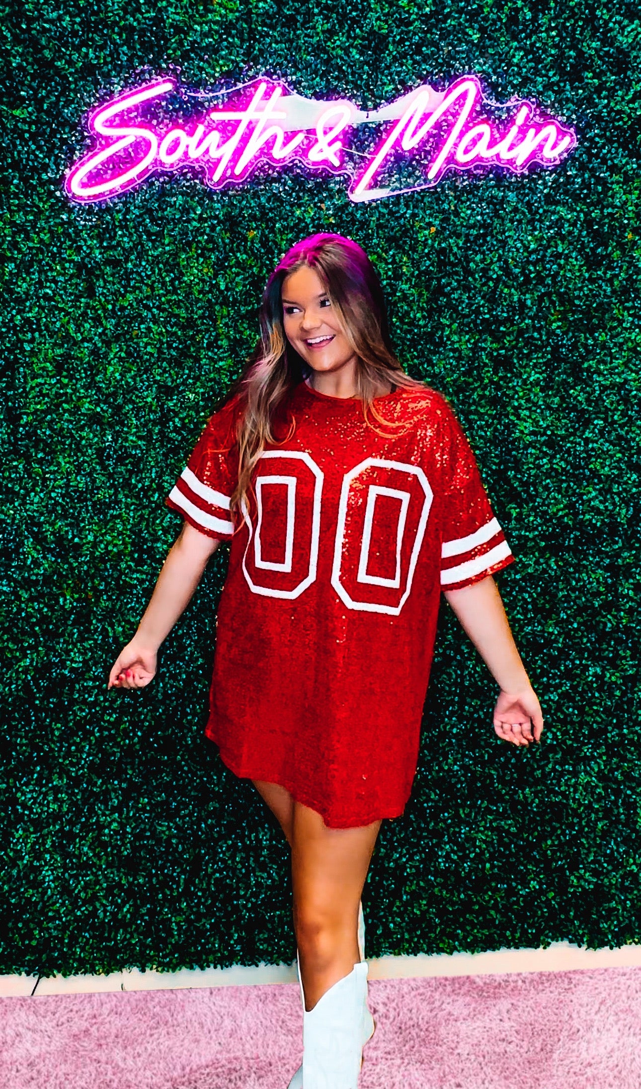 Short Sleeve Game Day Red Sequin Dress Short Sleeve Game Day Red Sequin Dress