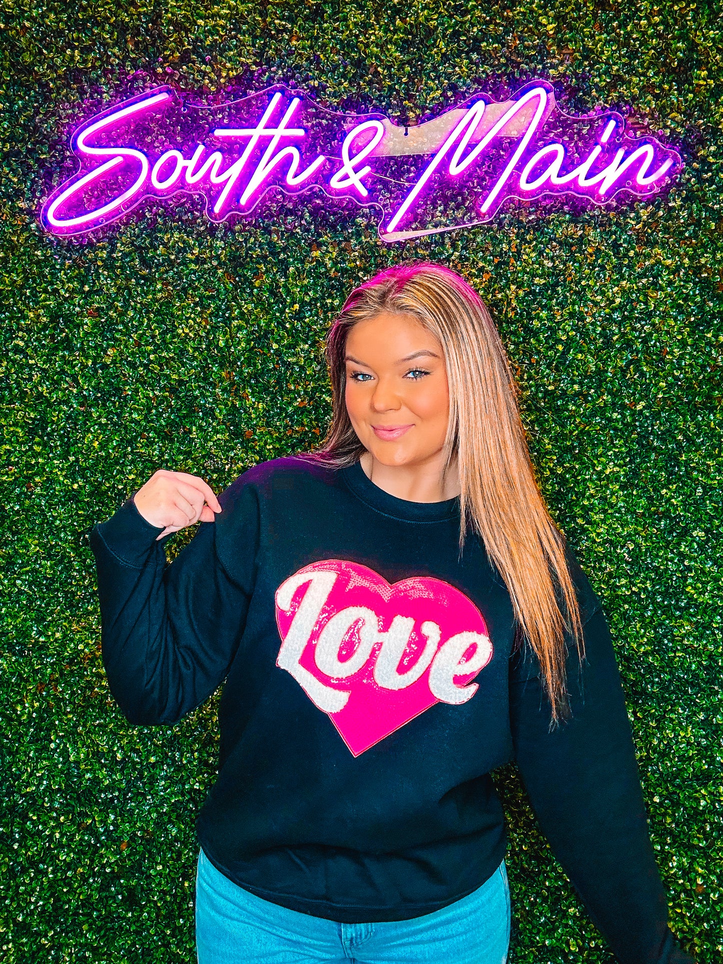Hot Pink Love Sequin Sweatshirt