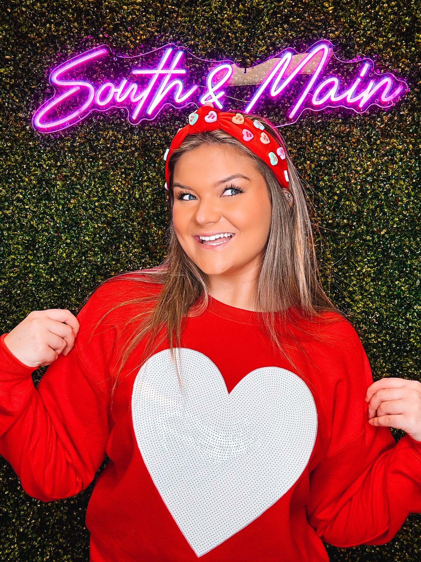 White Heart Sequin Sweatshirt