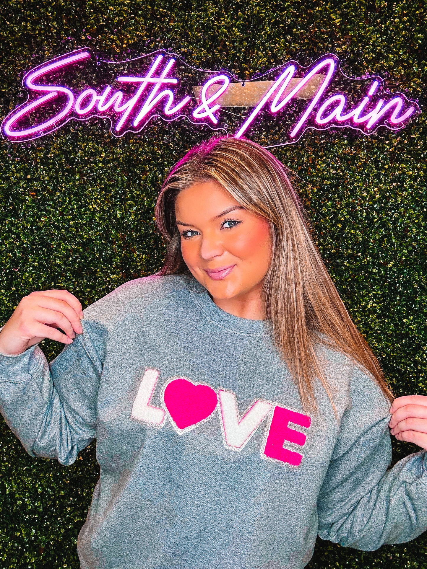 Silver LOVE Chenille Sweatshirt