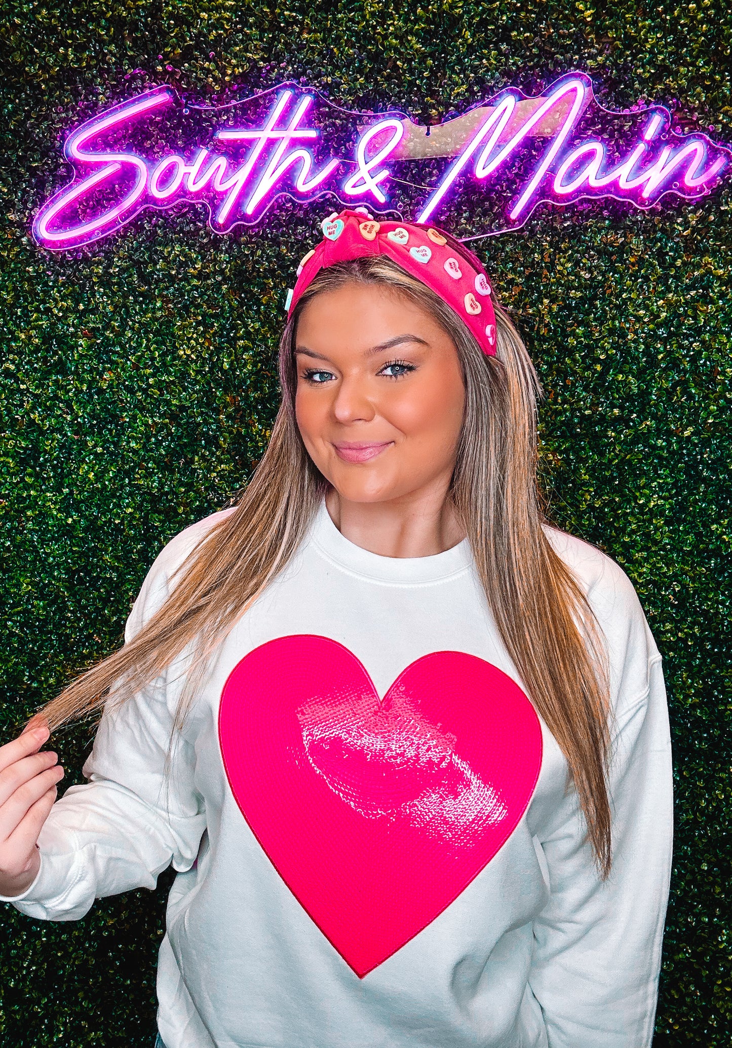 Hot Pink Heart Sequin Sweatshirt