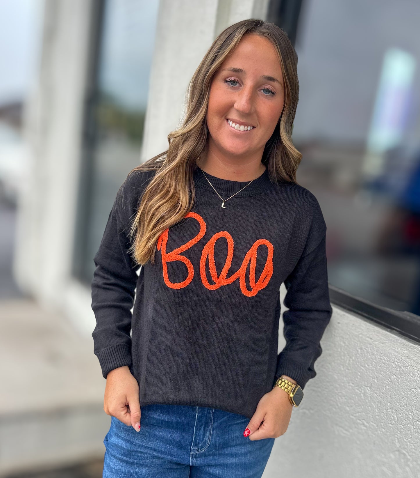 Black BOO Sweater Top