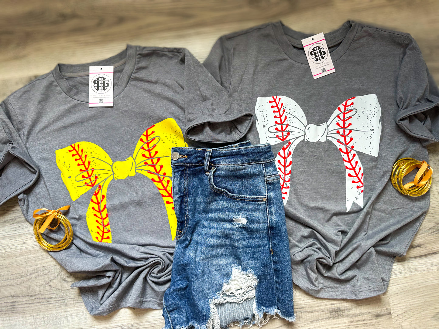 Baseball Ribbon Bow T-Shirt