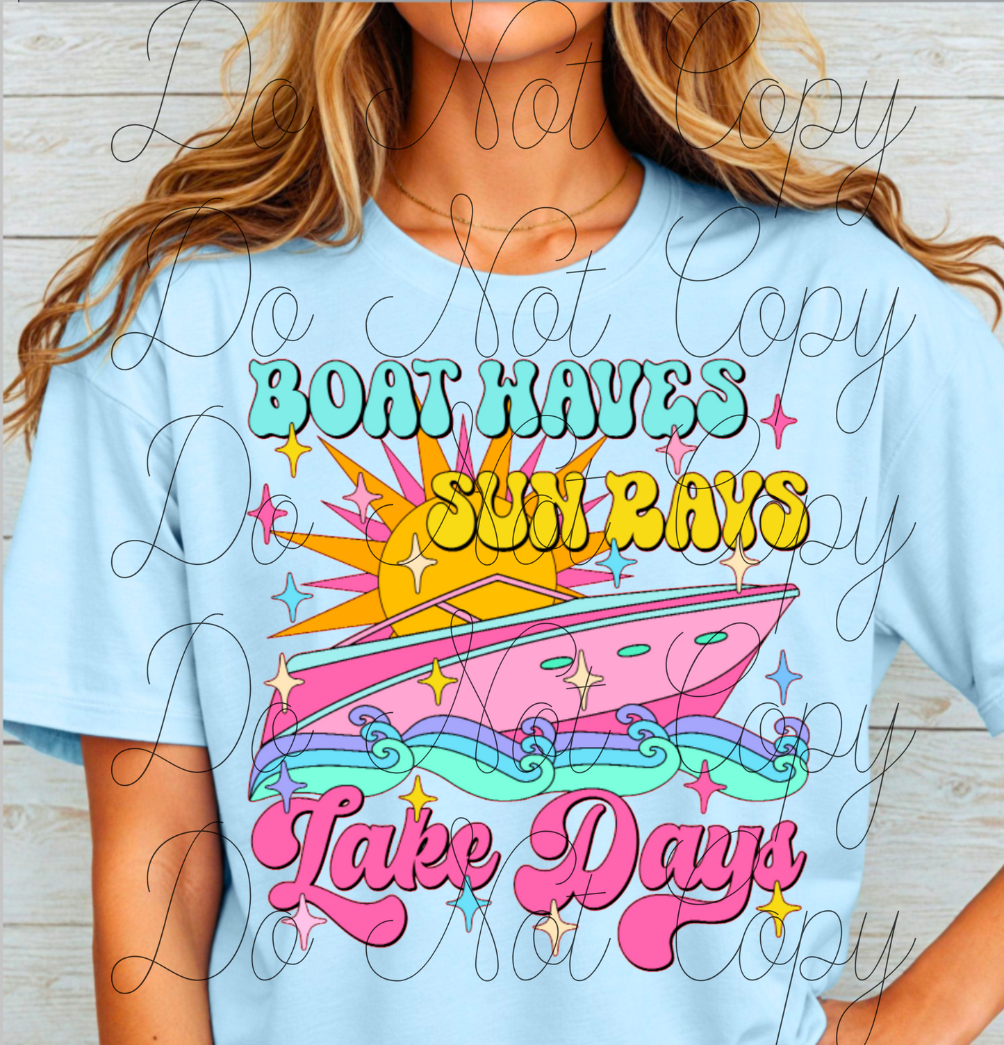 Boat Waves Sun Rays Lake Days T-Shirt