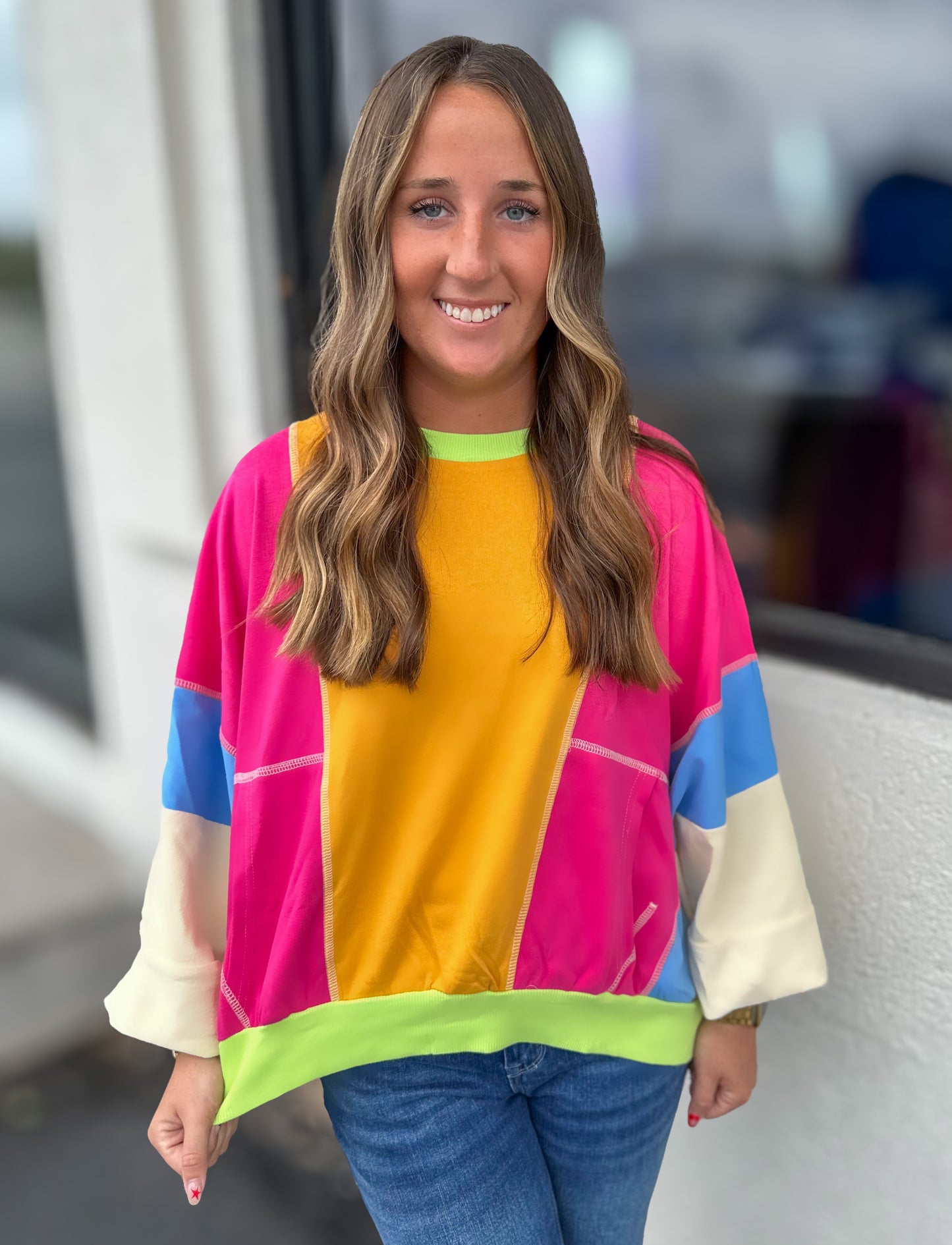 Ruby Tangerine Colorblock Sweatshirt