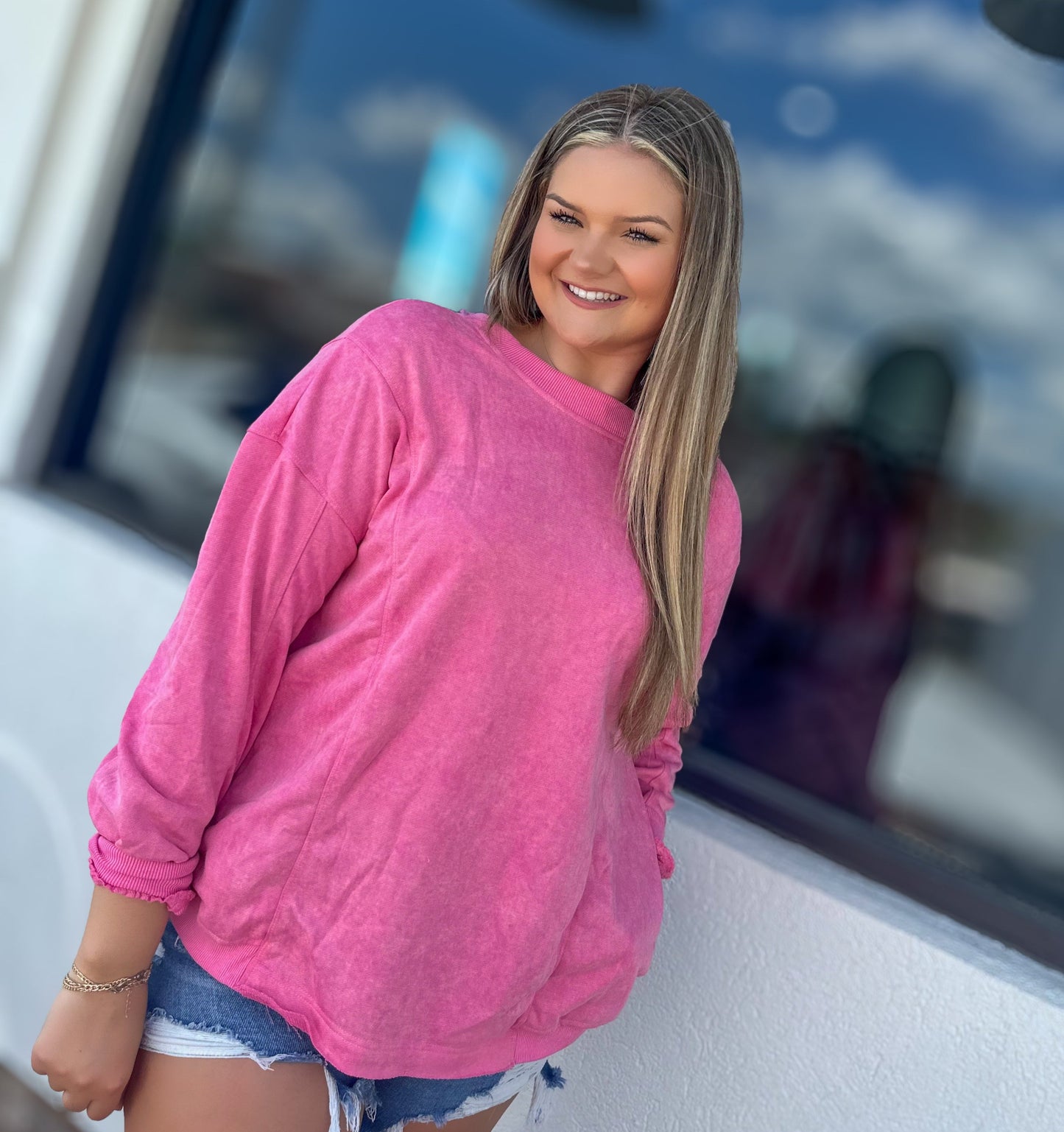 Pink Twist Open-Back Oversized Top