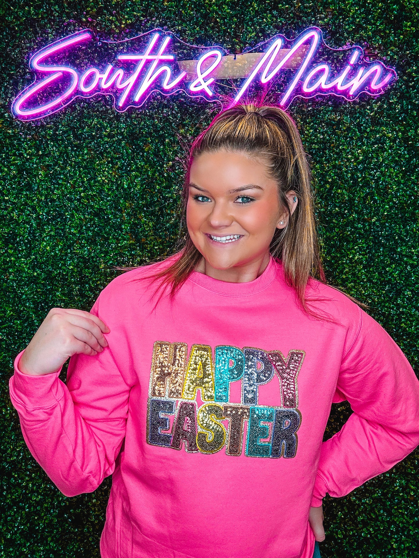 HAPPY EASTER Sequin Sweatshirt
