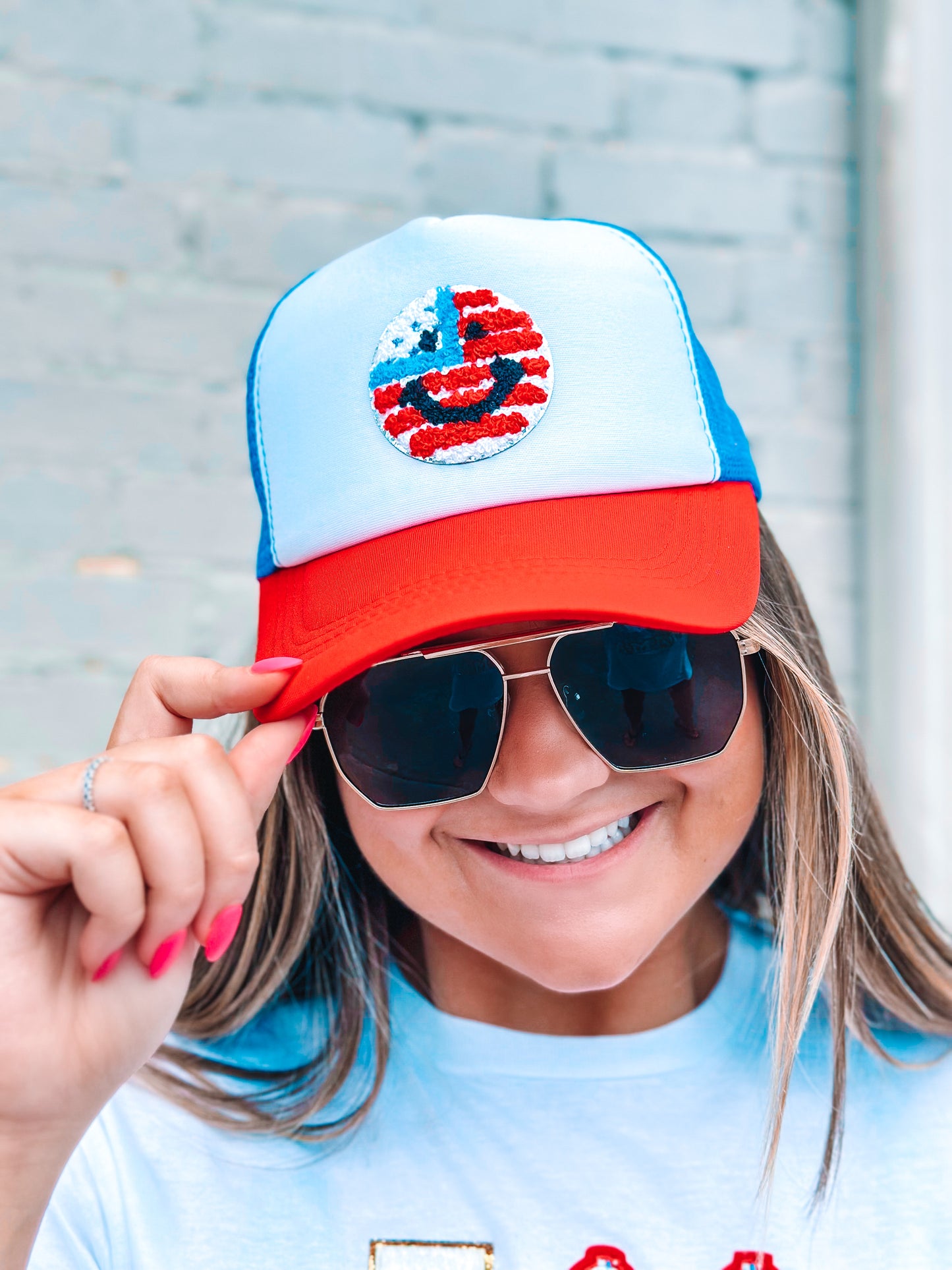 USA Smiley Face Trucker Hat