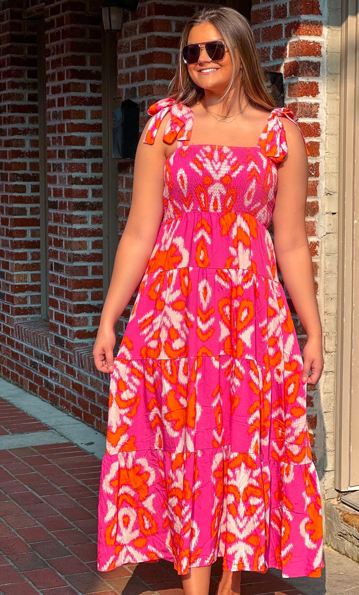 Pink + Orange Maxi Dress