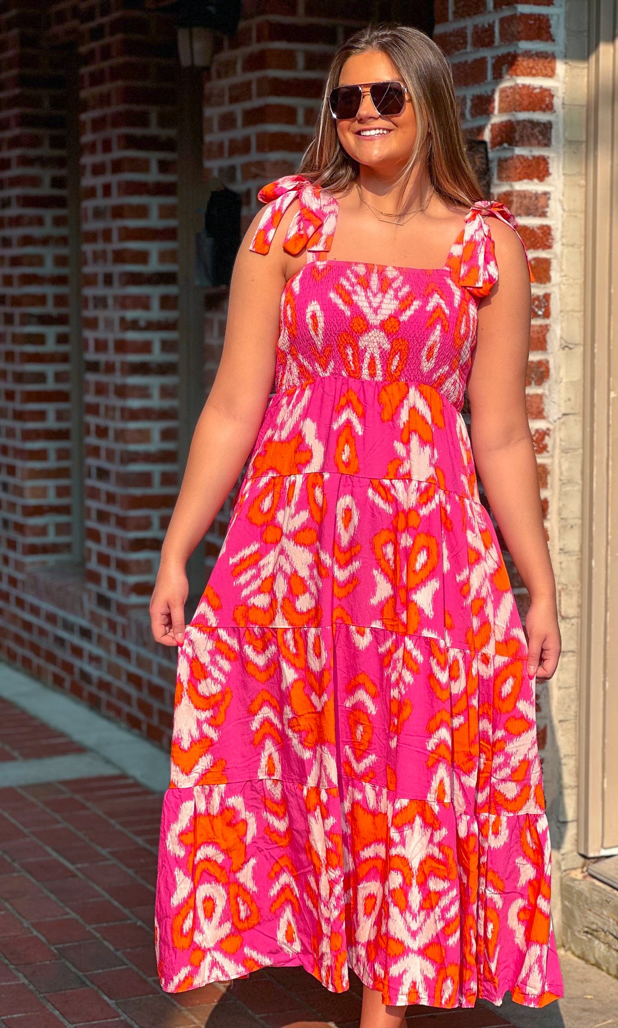 Pink + Orange Maxi Dress