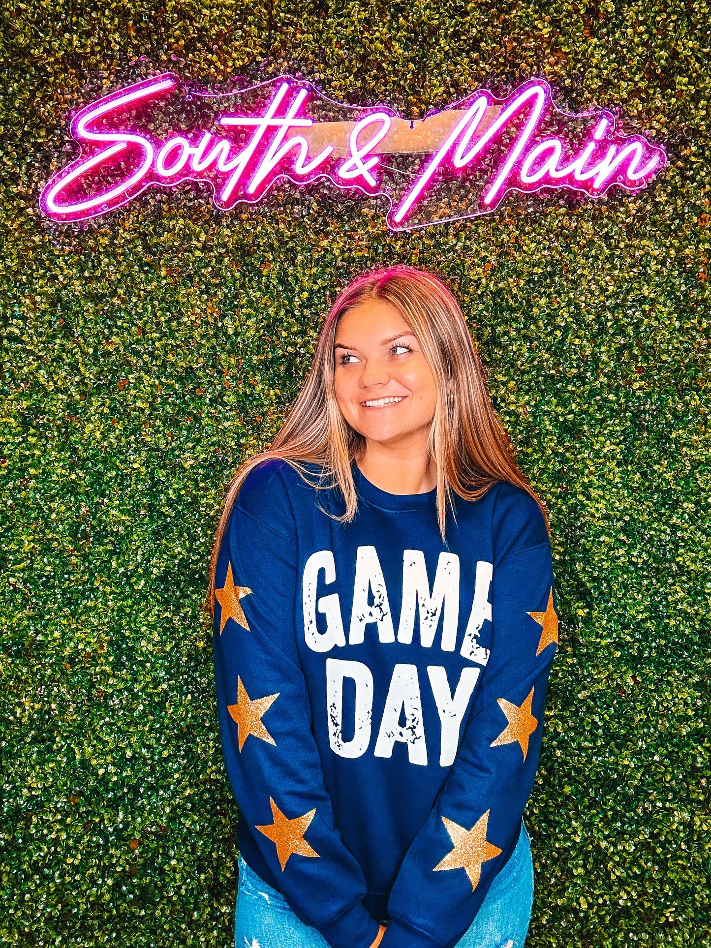 GAME DAY w/ Gold Stars Sweatshirt