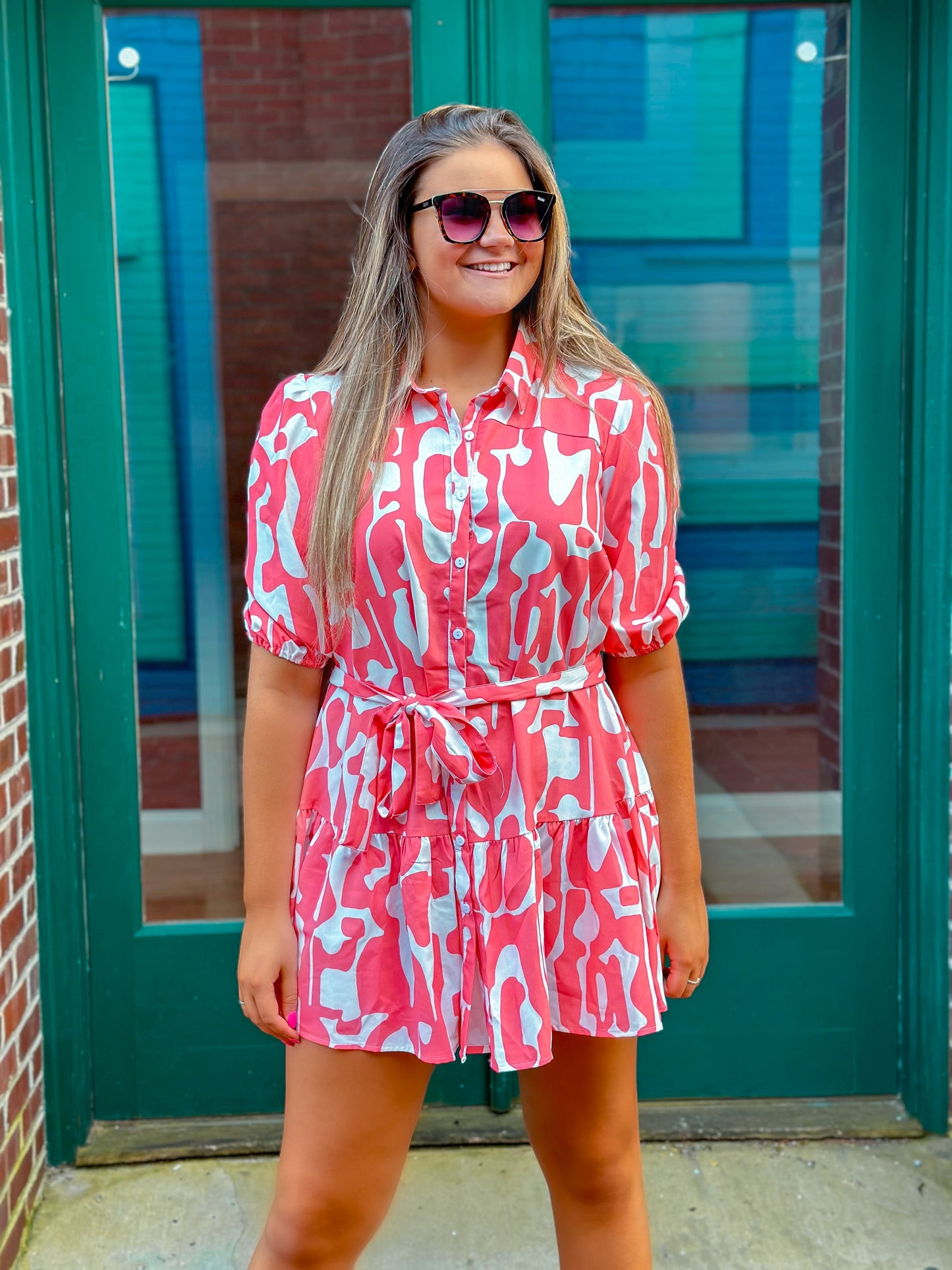 Coral + White Dress