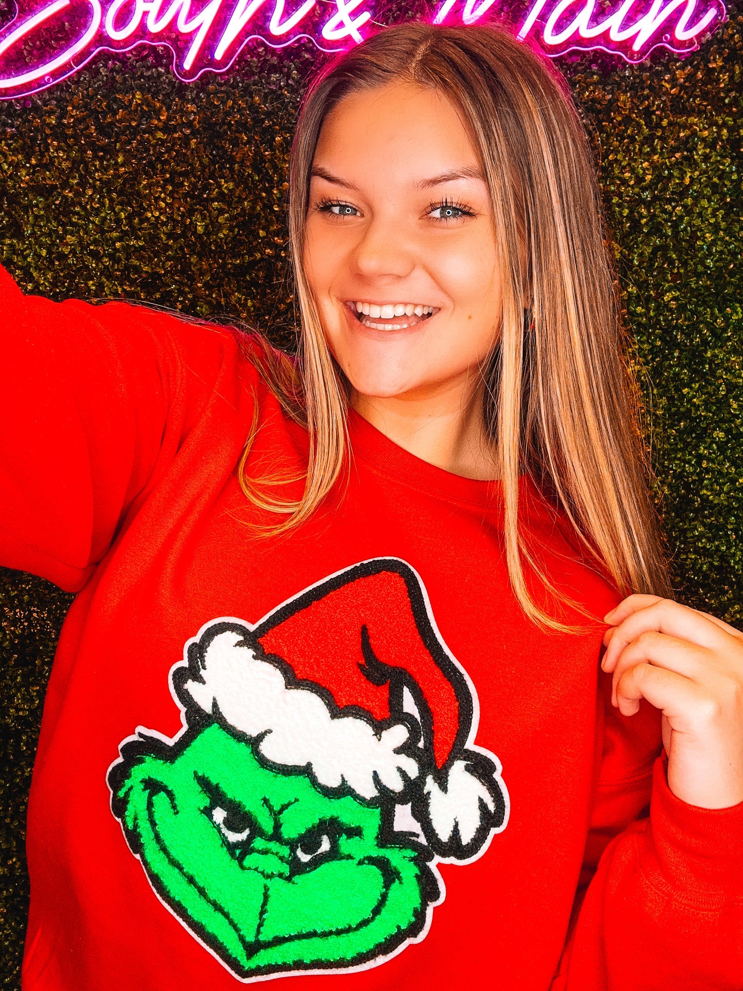 Green Grinch Chenille Sweatshirt