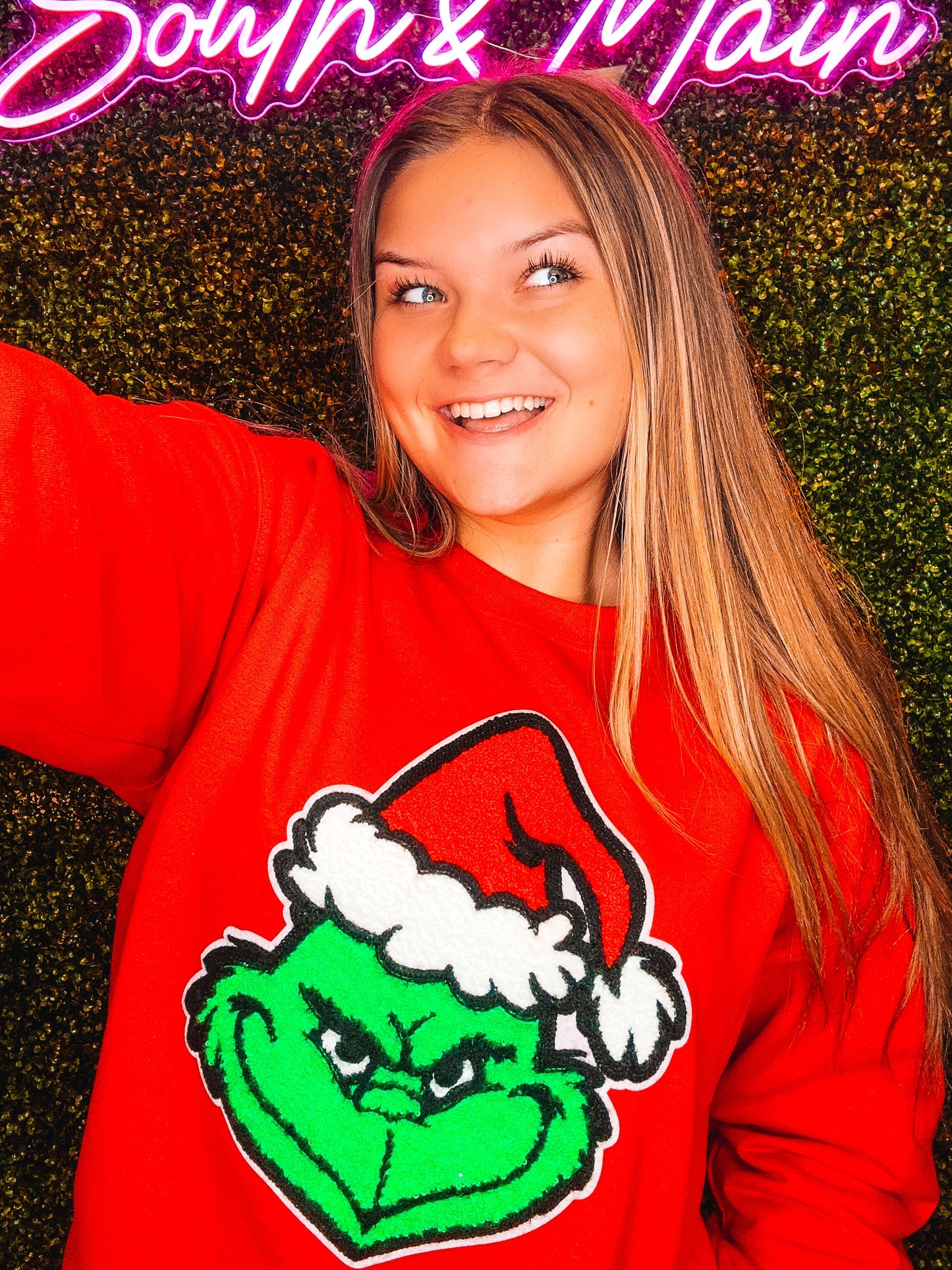 Green Grinch Chenille Sweatshirt