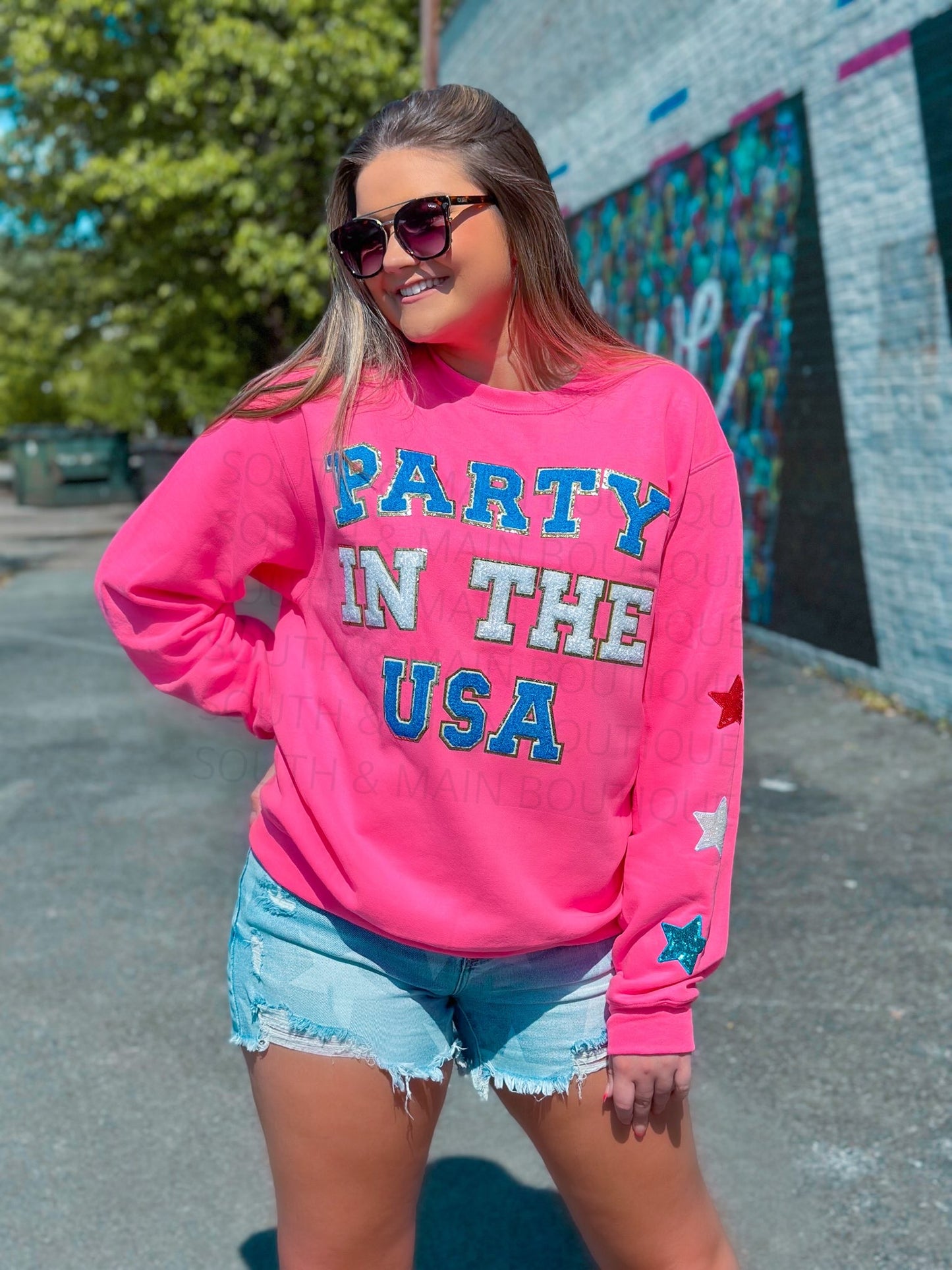 PARTY IN THE USA Chenille Sweatshirt