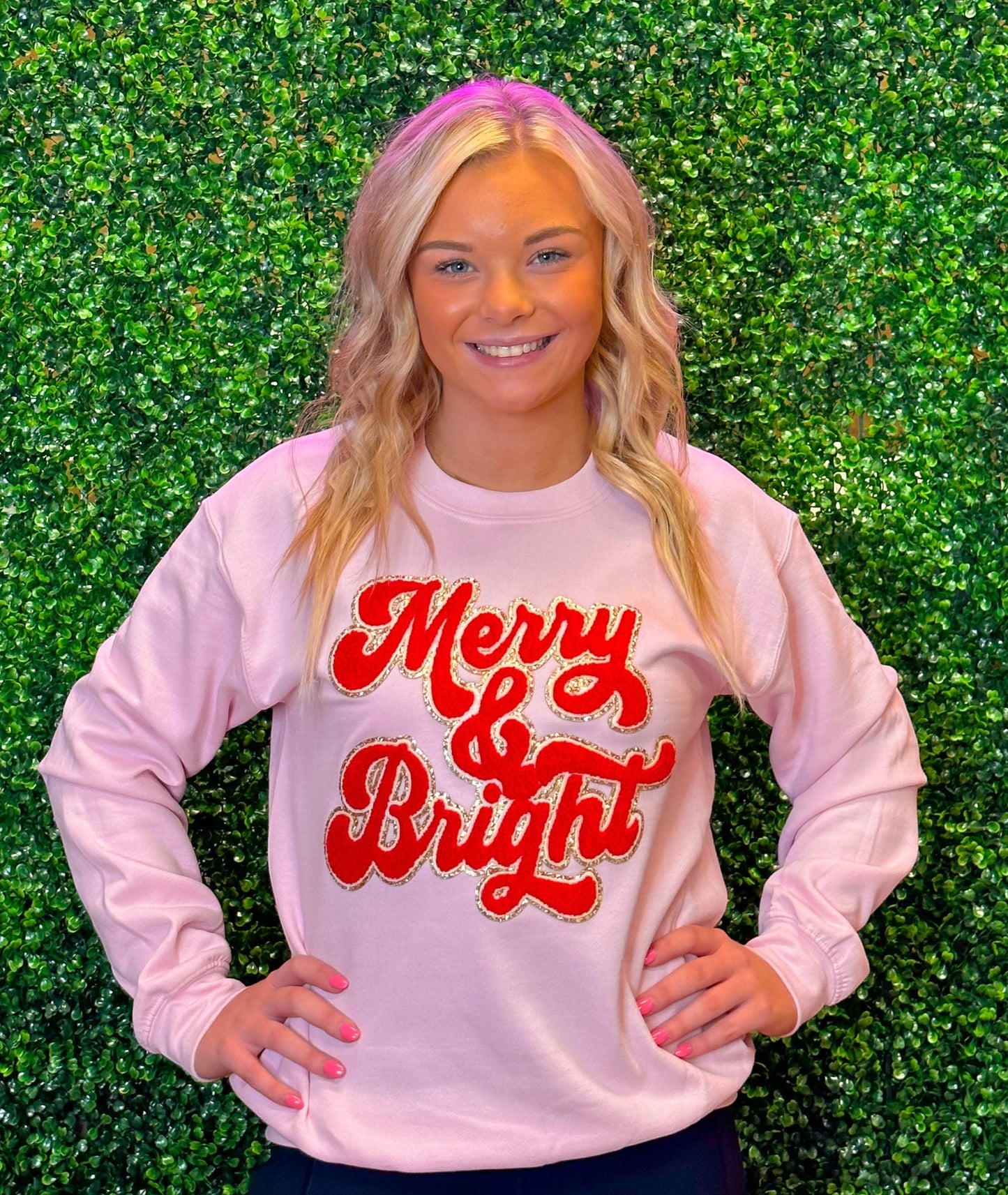 Red Merry & Bright Chenille Sweatshirt
