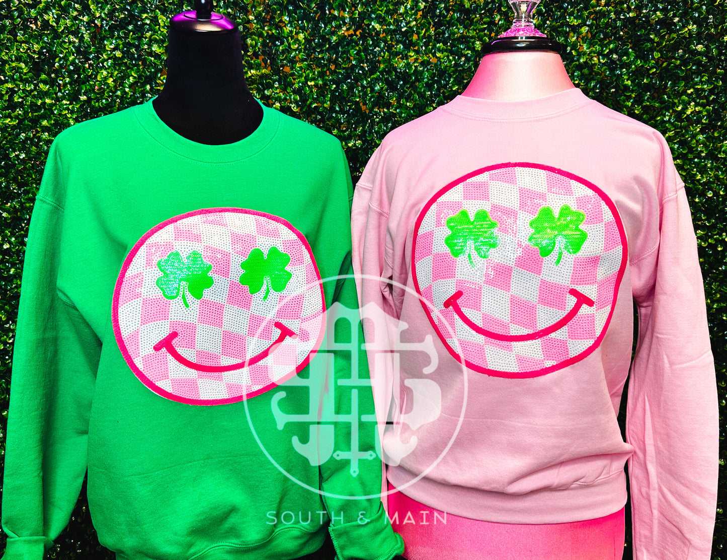 Preppy Lucky Face Sequin Sweatshirt