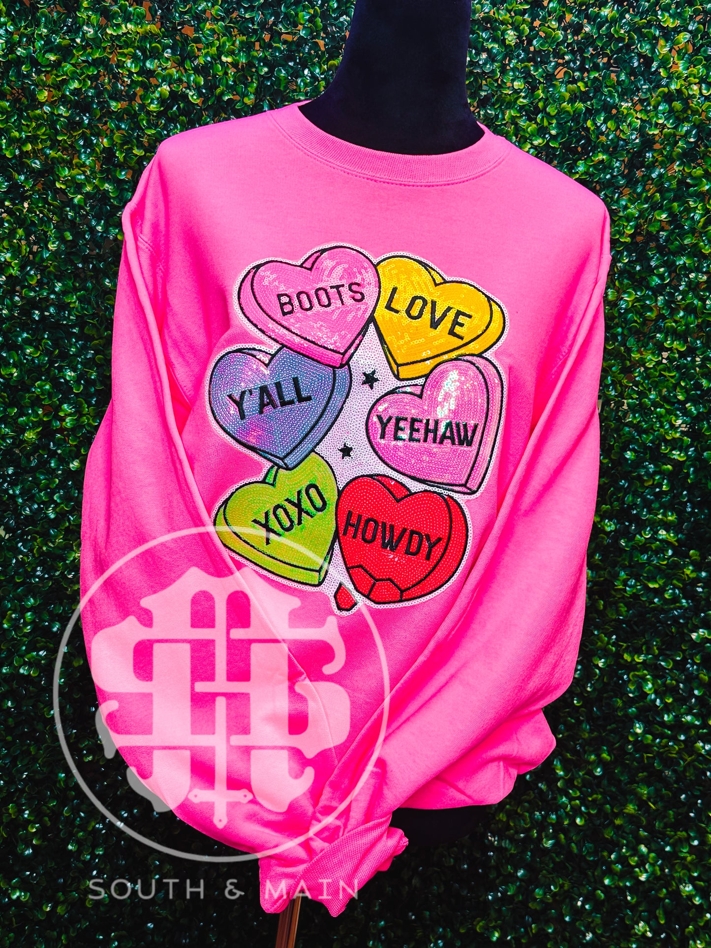 Conversation Hearts Sequin Sweatshirt