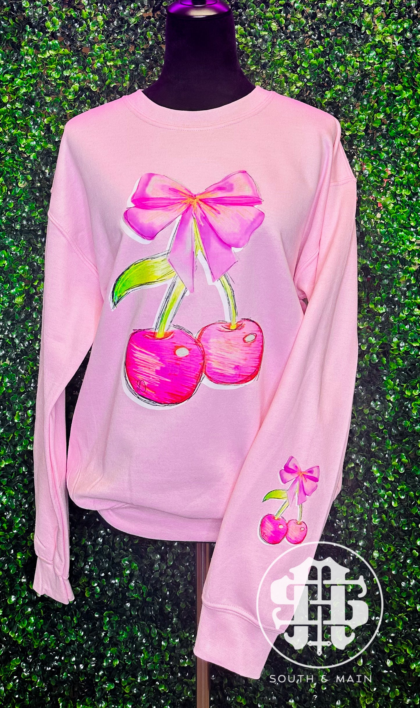 Girly Cherry Bow Sweatshirt