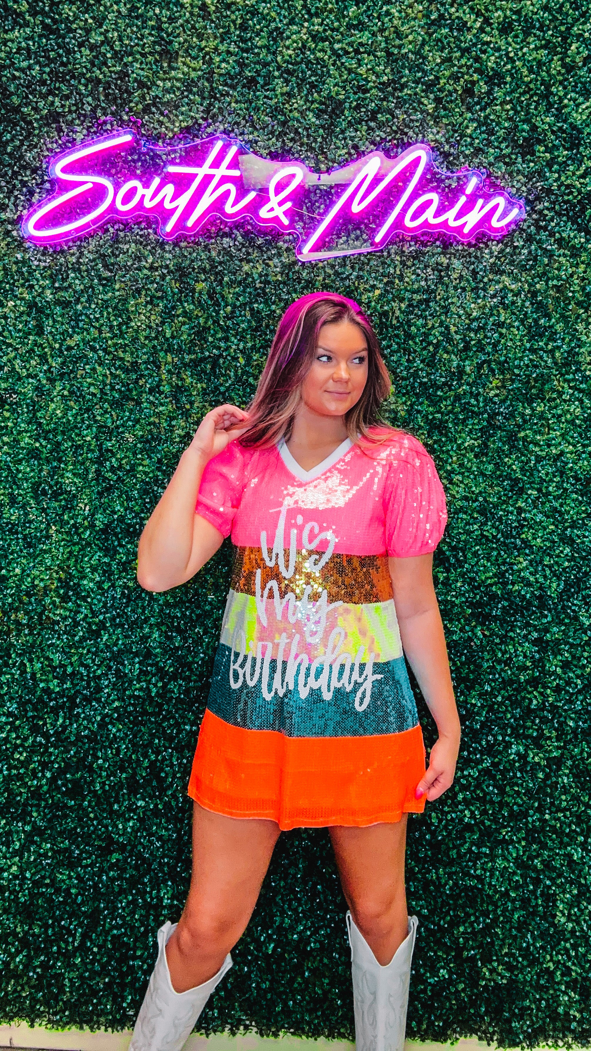 It's My Birthday Sequins Colorful Dress – South and Main Boutique