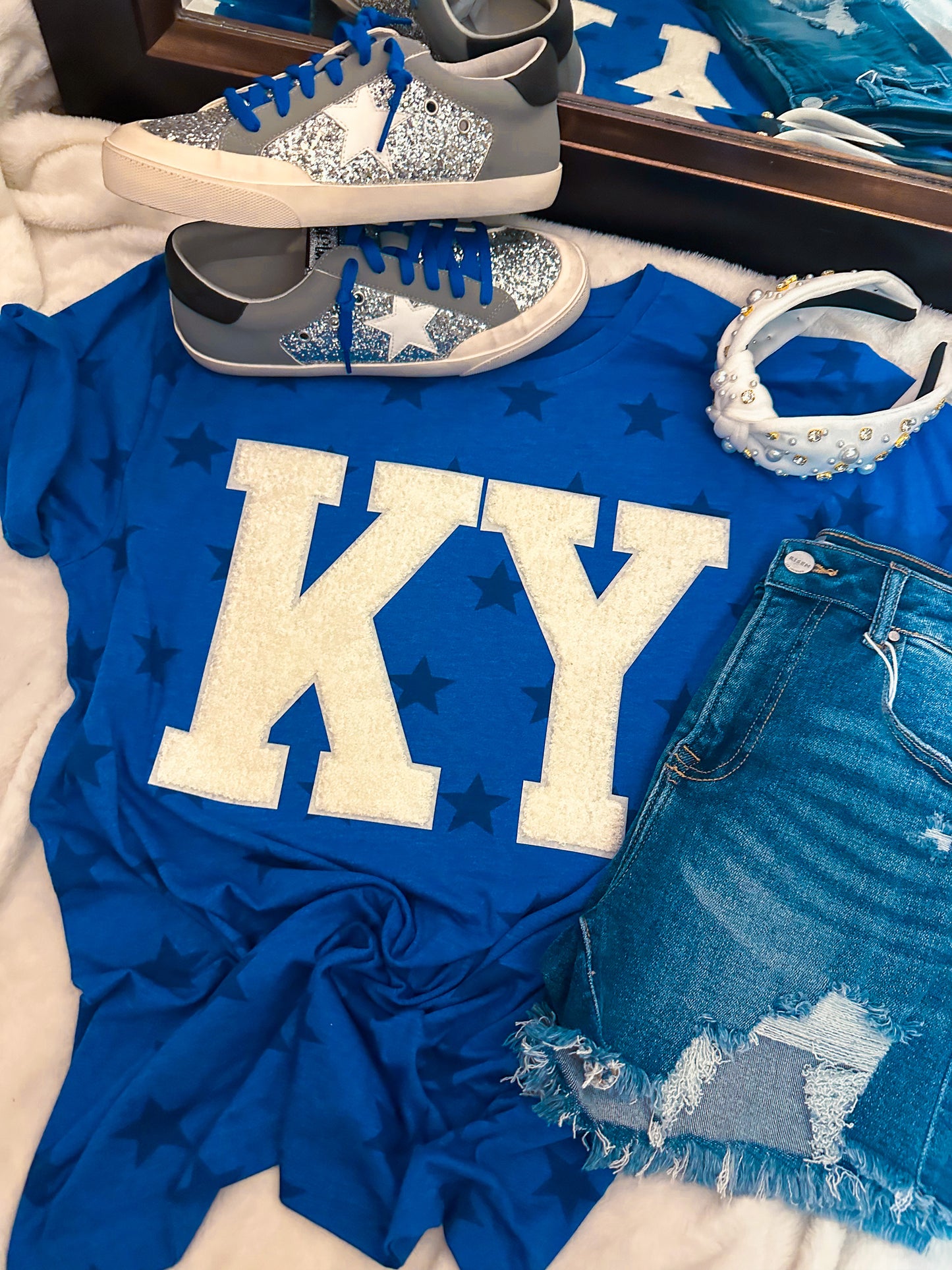 White KY Chenille Star T-Shirt