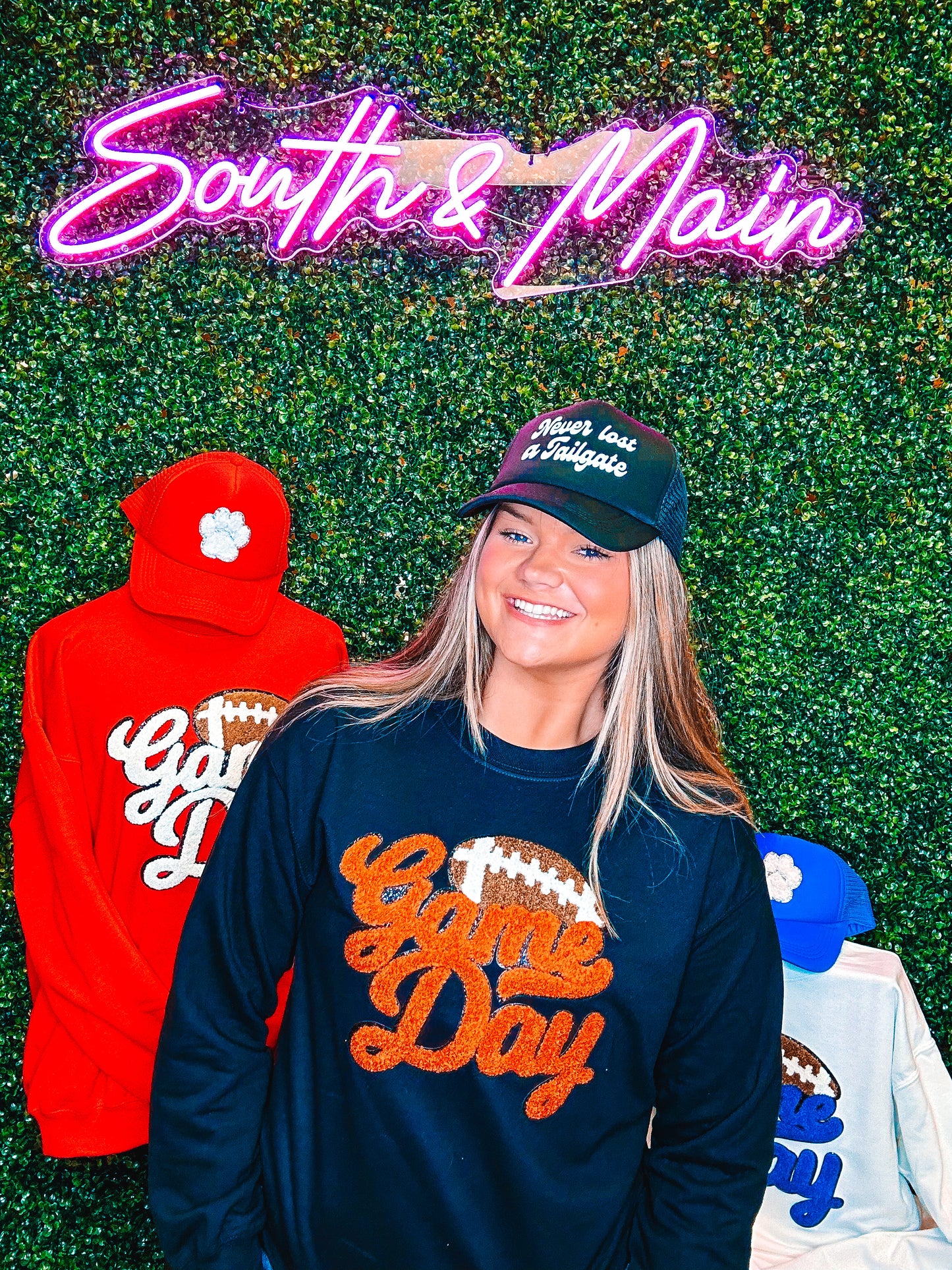 Orange GAME DAY Football Chenille Sweatshirt