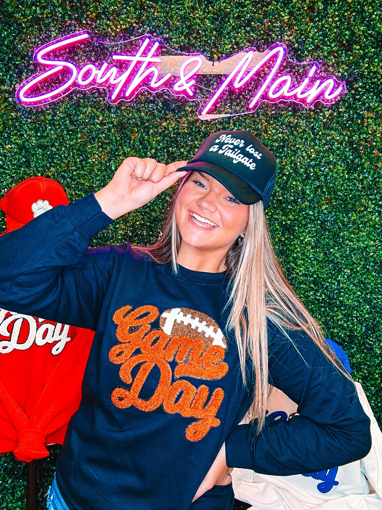 Orange GAME DAY Football Chenille Sweatshirt