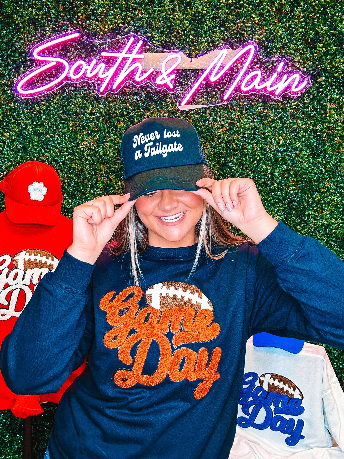 Orange GAME DAY Football Chenille Sweatshirt