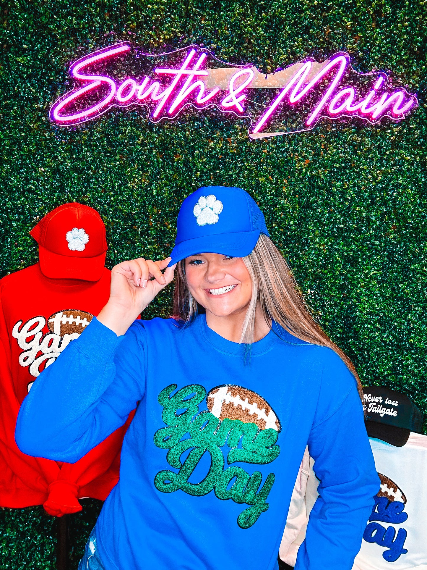 Green Game Day Football Chenille Sweatshirt