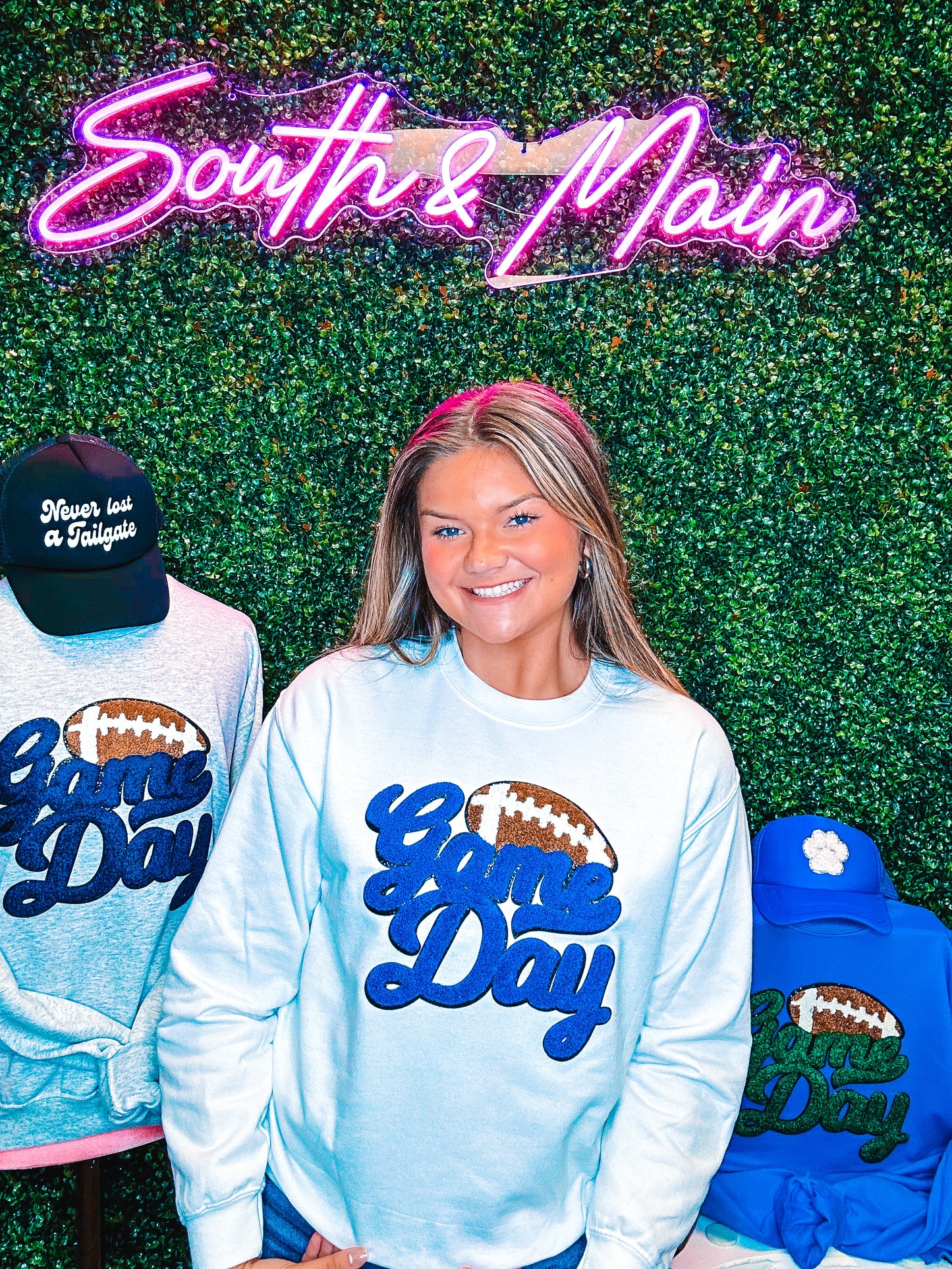 Royal Blue GAME DAY Football Chenille Sweatshirt