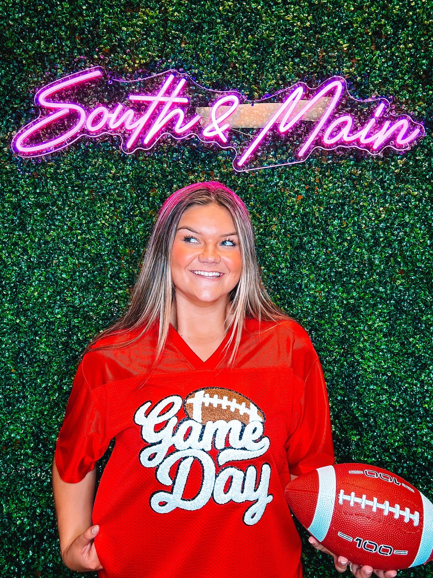 Red Football Jersey Game Day Football Chenille