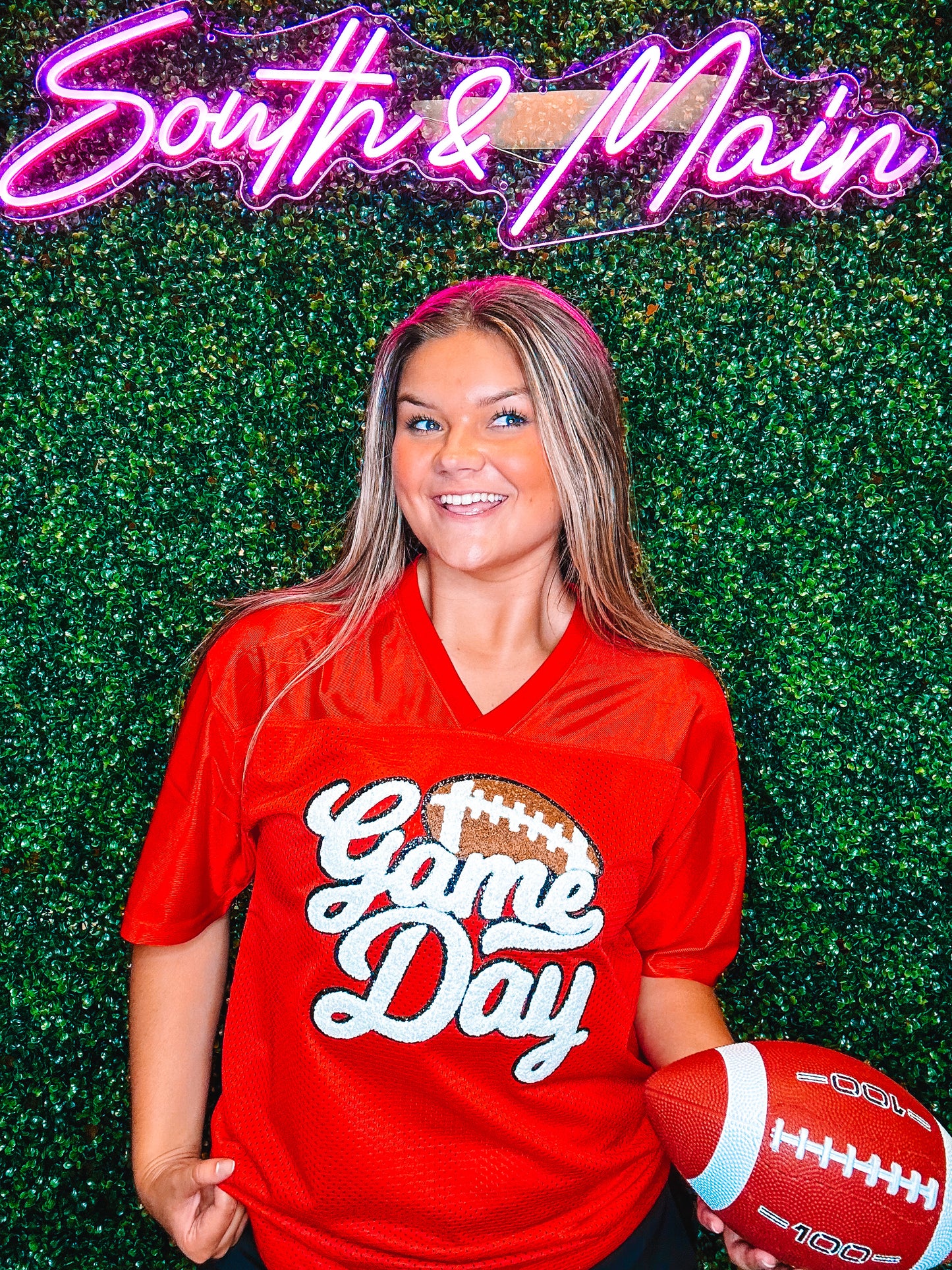 Red Football Jersey Game Day Football Chenille
